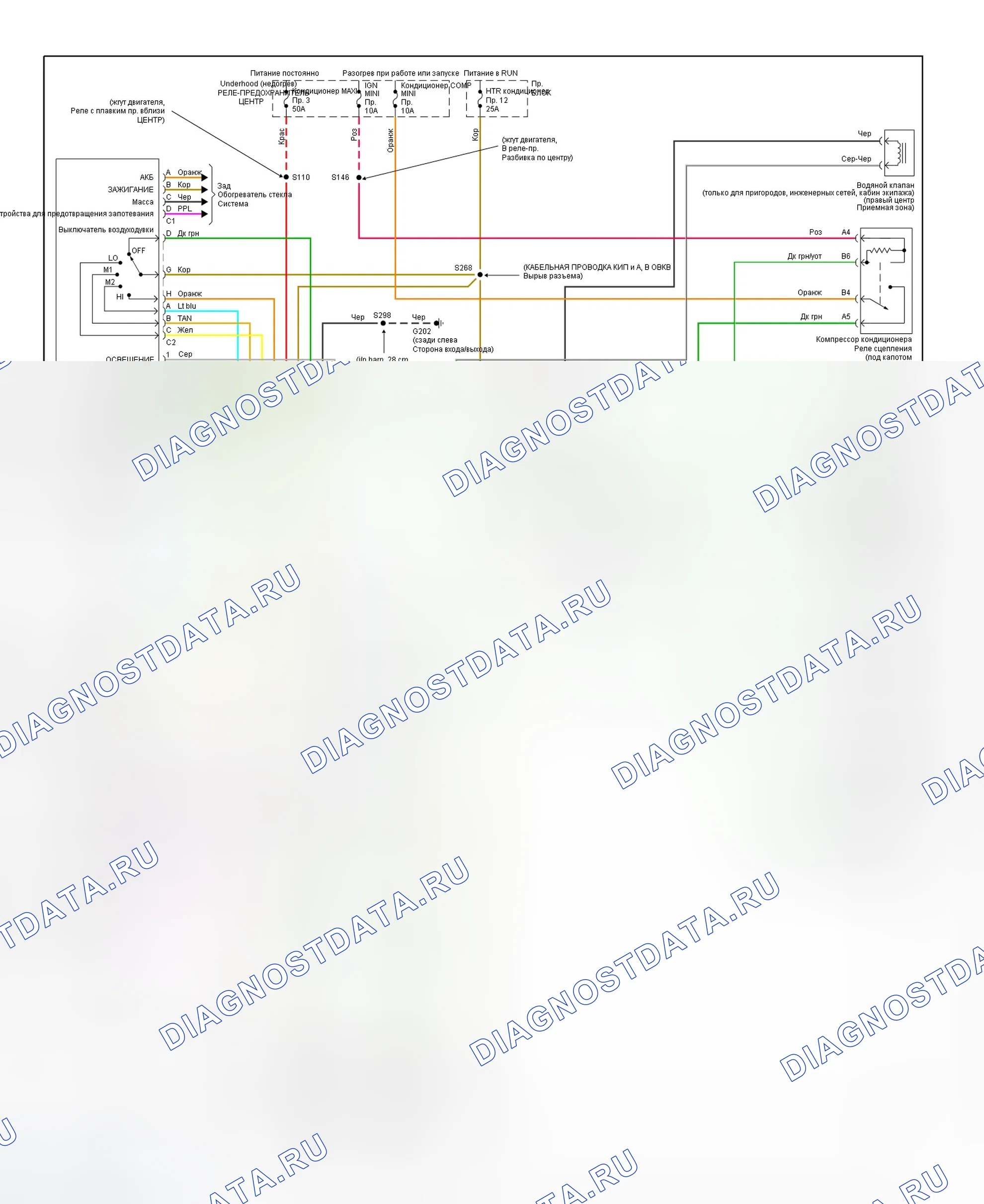 Рис. 6: Схема подключения ручной системы A / C-отопитель (дизель). Chevrolet Tahoe I