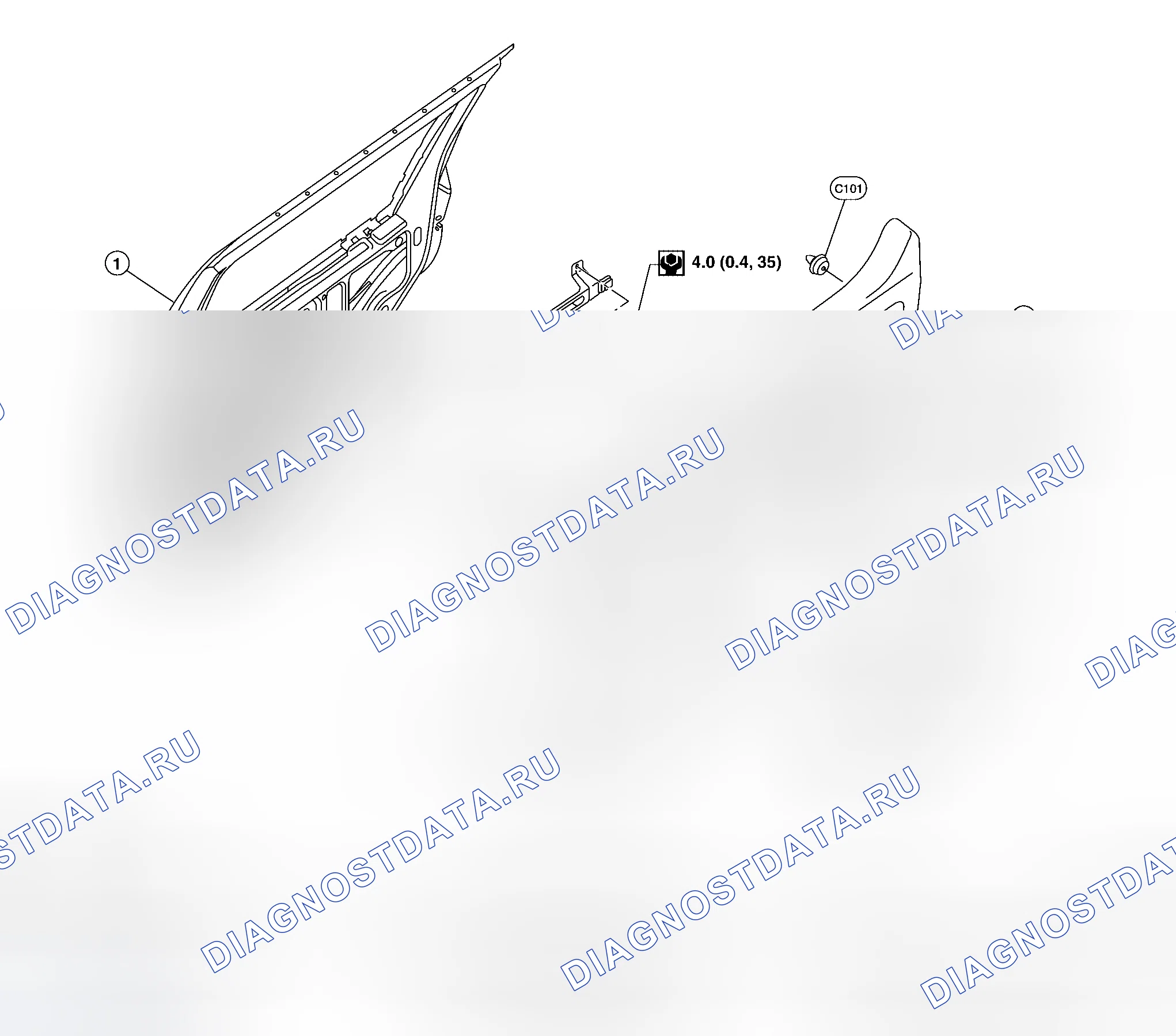 Рис. 15: ЗАДНЯЯ ДВЕРЬ - КАБИНА ЭКИПАЖА. Honda Odyssey I
