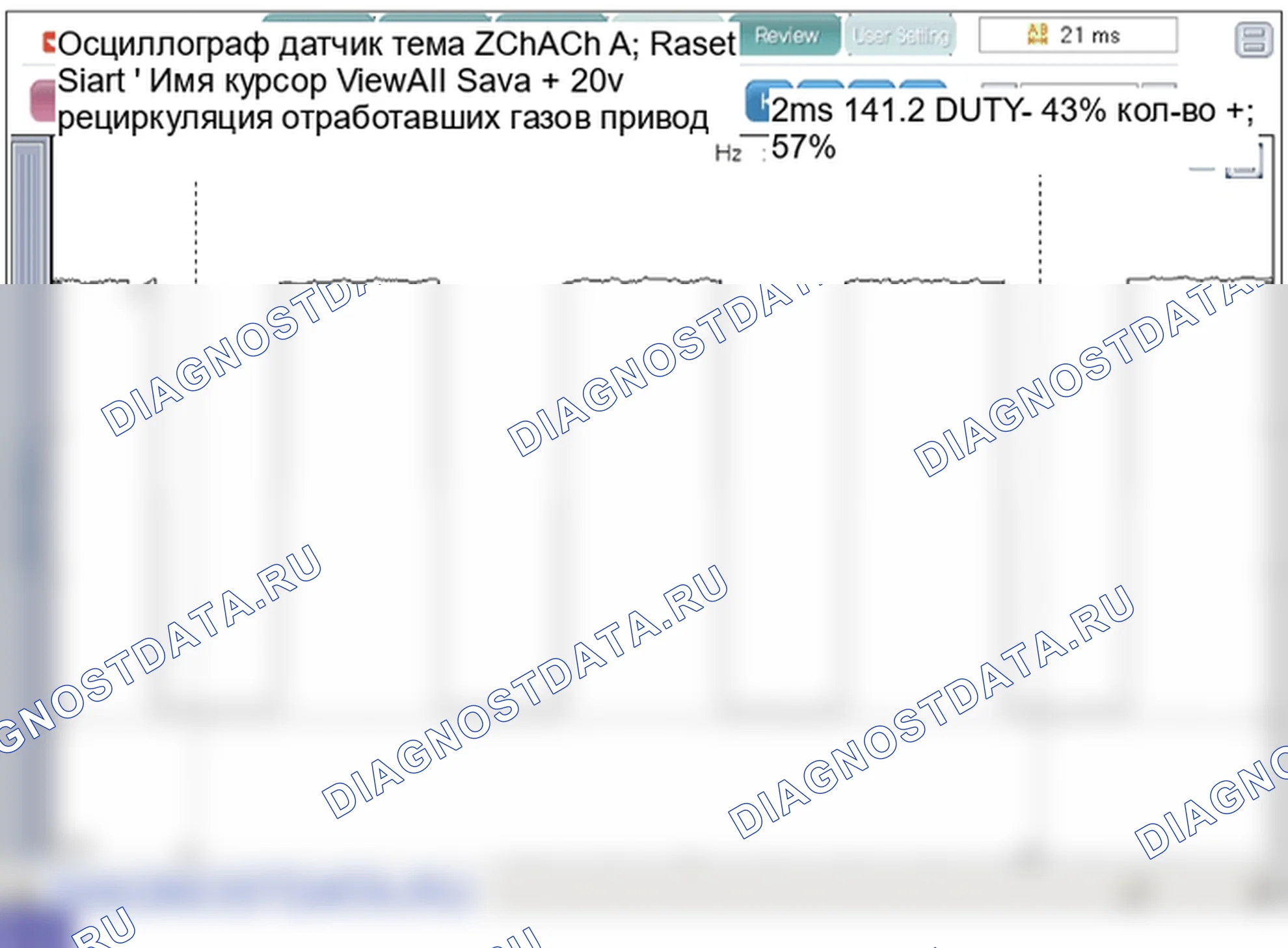 Анализ формы сигнала и данных — рециркуляция отработавших газов (клапан рециркуляции отработавших газов). Hyundai GRAND i10/Xcent BA