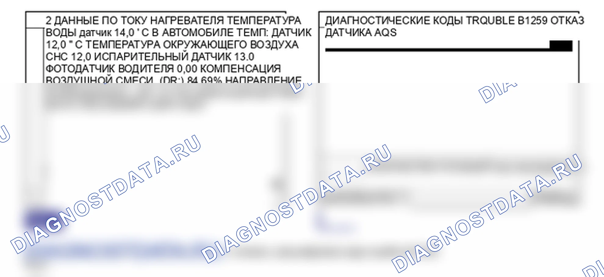 Данные диагностического сканера — B1259. Hyundai Santa Fe CM