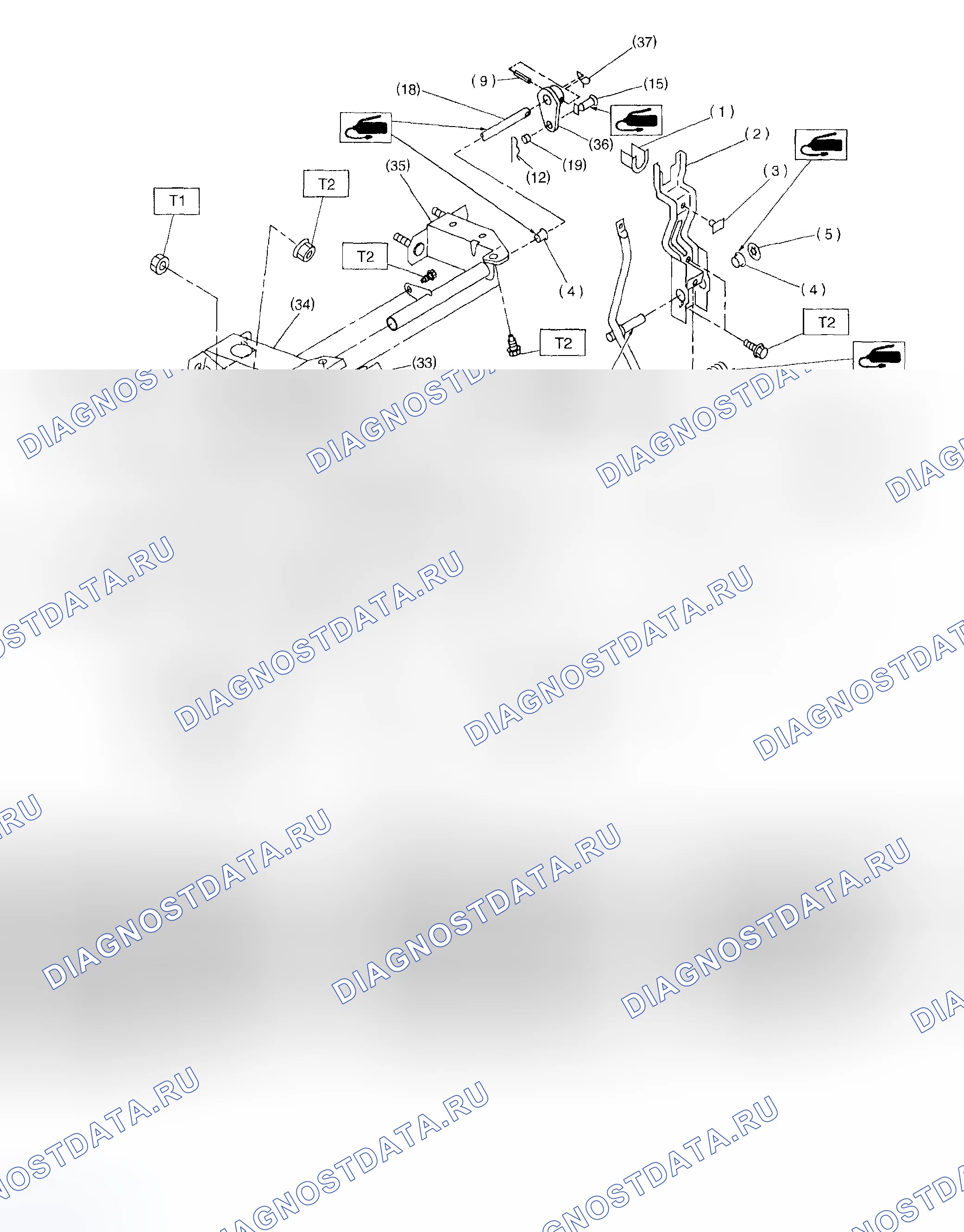 Рис. 3: Идентификация компонентов педали сцепления (2500cc). Subaru Impreza GD/GC/GG