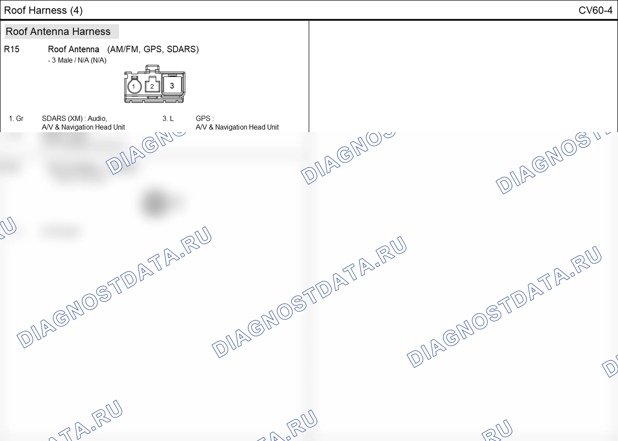 Распиновка разъёма CV60-4 — roof harness. Hyundai Santafe Sport DMA