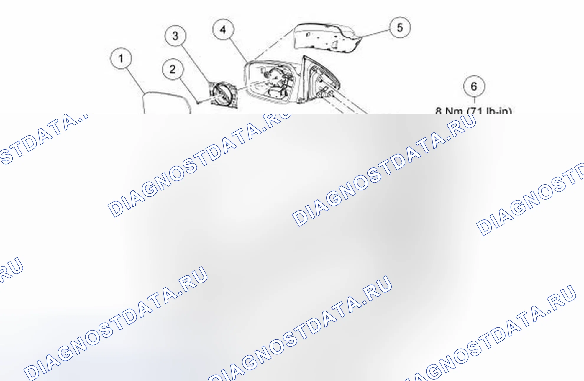 Рис. 64: Наружные зеркала - разнесенный вид. Ford Fusion I рестайлинг