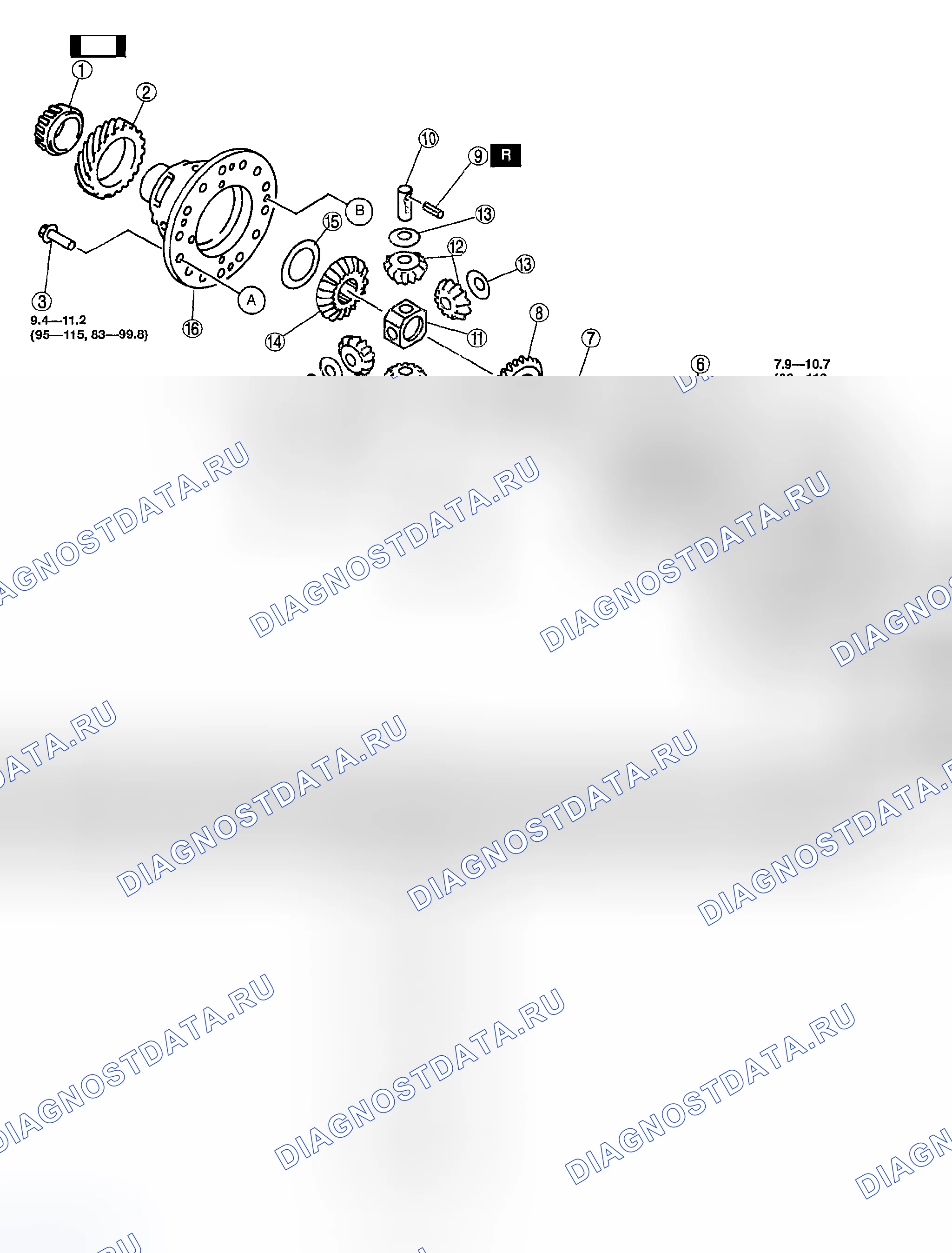 Рис. 163: Разборка дифференциала. Mazda MPV II