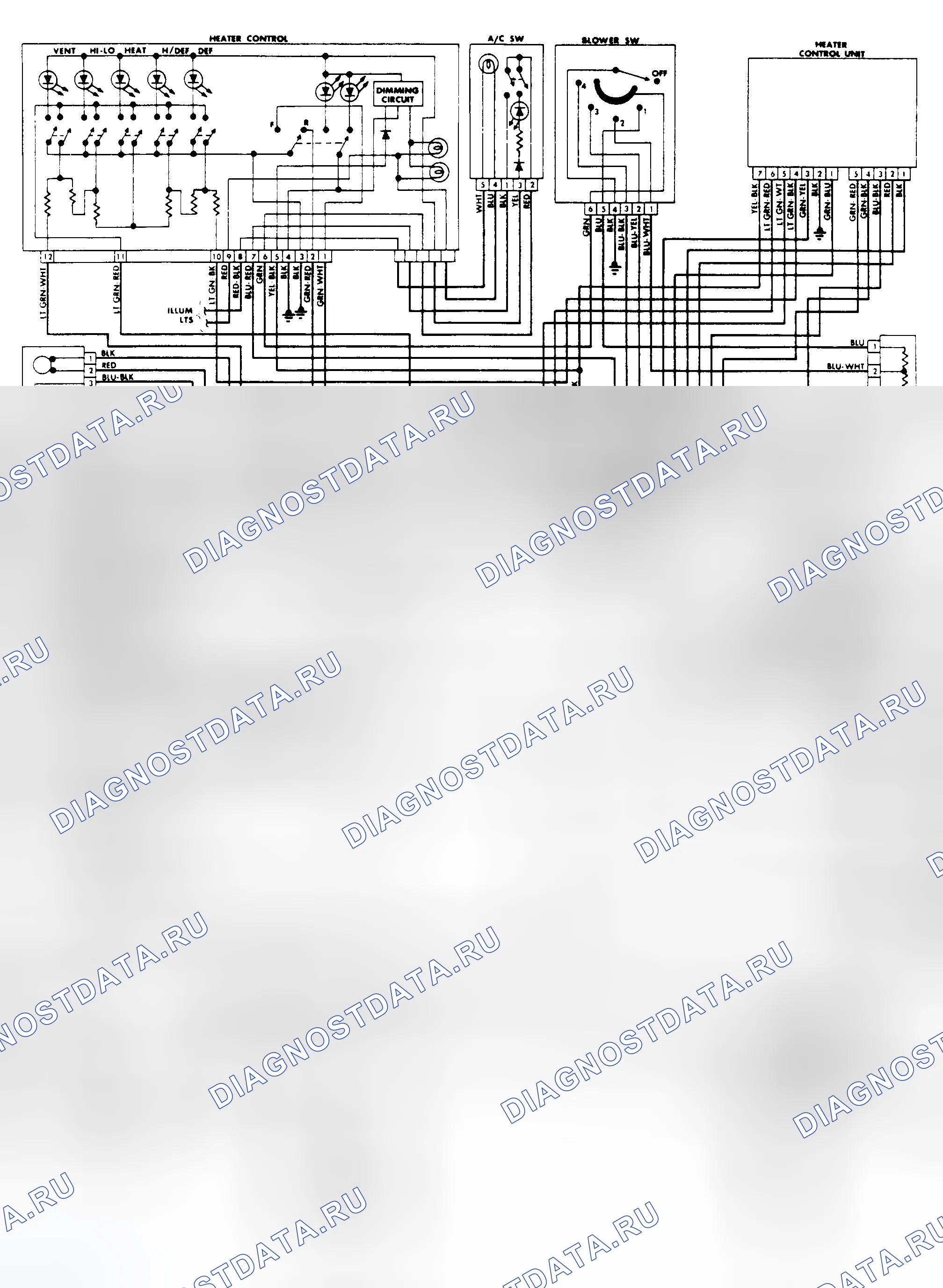 Рис. 6: Схема ручной системы A / C-отопитель (кнопочный тип). Honda Accord III