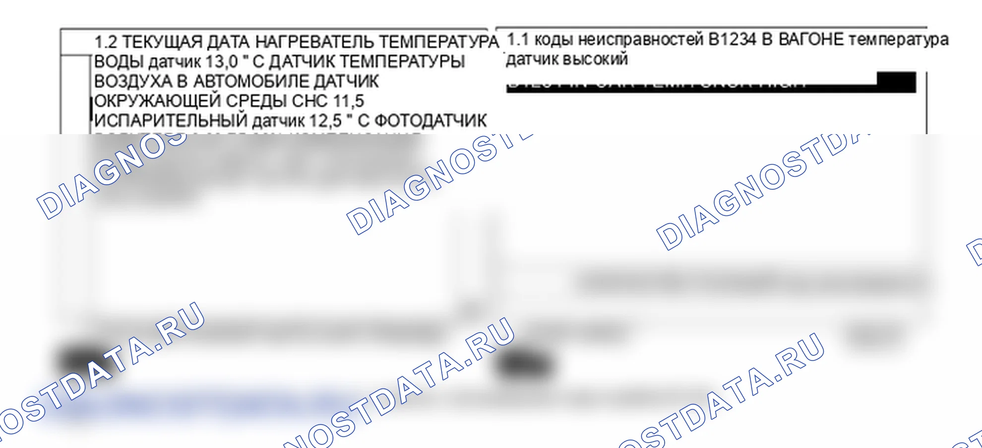Данные диагностического сканера — B1234. Kia Sportage KM