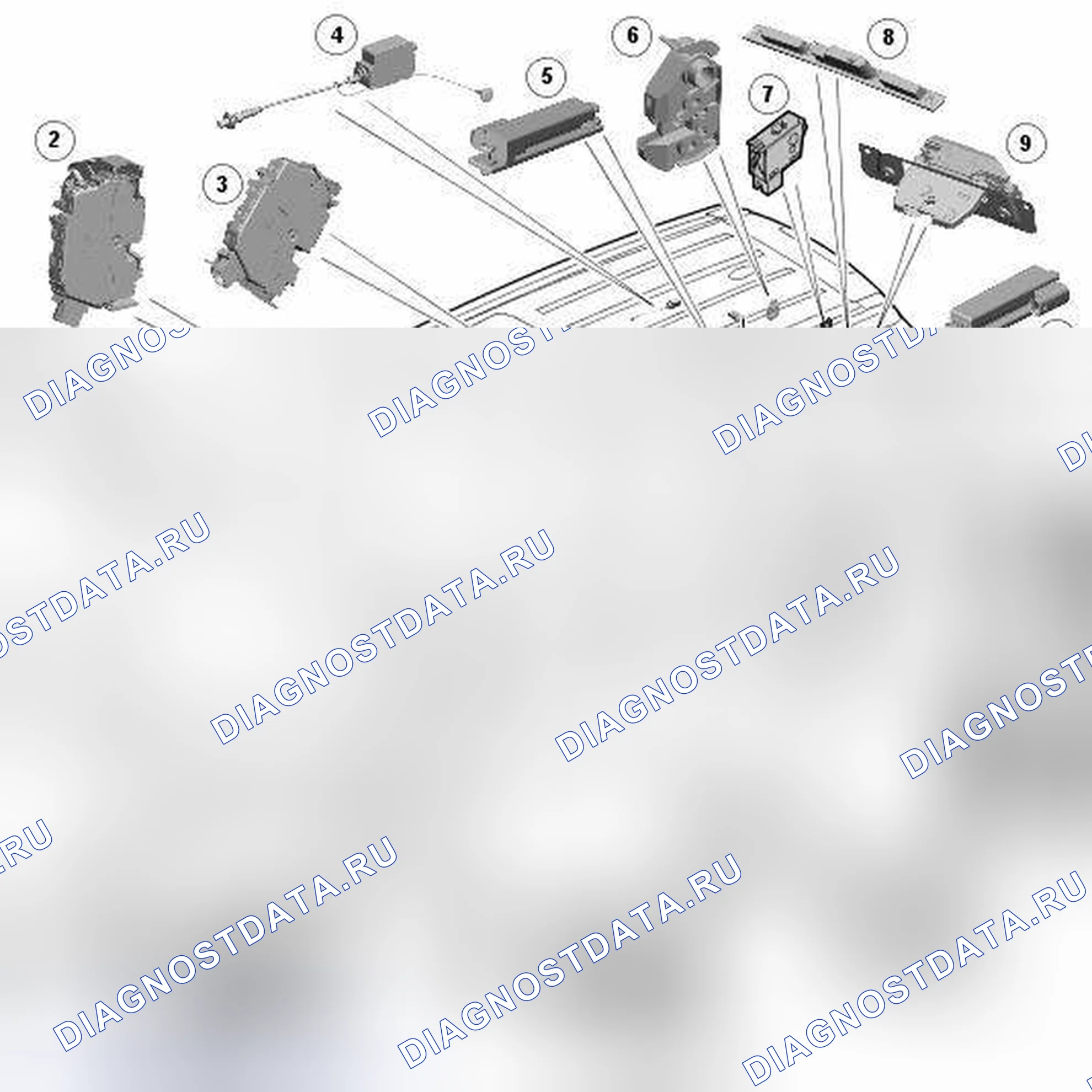 Рис. 8: РУЧКИ, ЗАМКИ, ЗАЩЕЛКИ И СИСТЕМЫ ВВОДА. Land Rover Range Rover L322