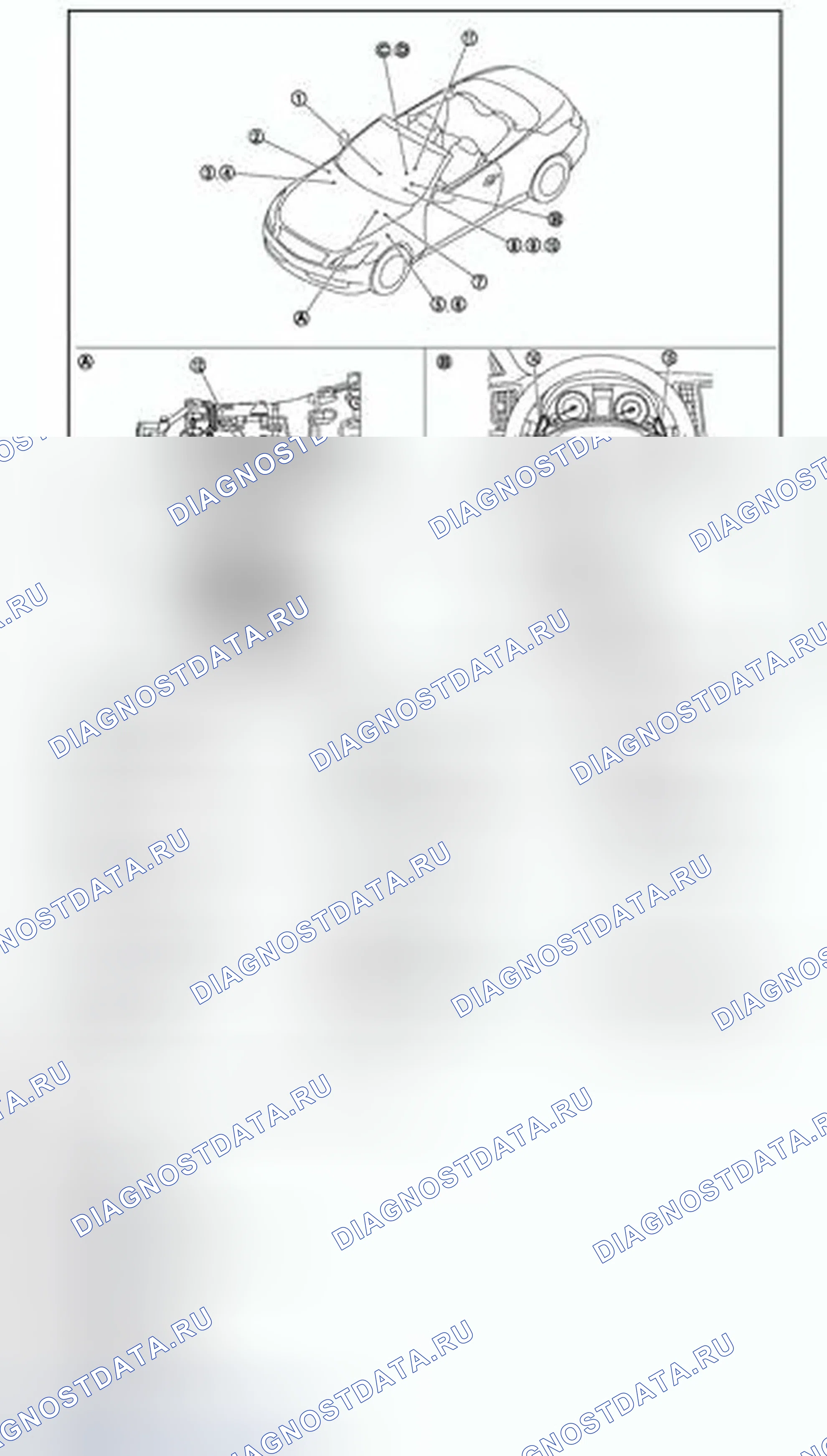 Рис. 4: Расположение компонентов. Infiniti G37 IV рестайлинг