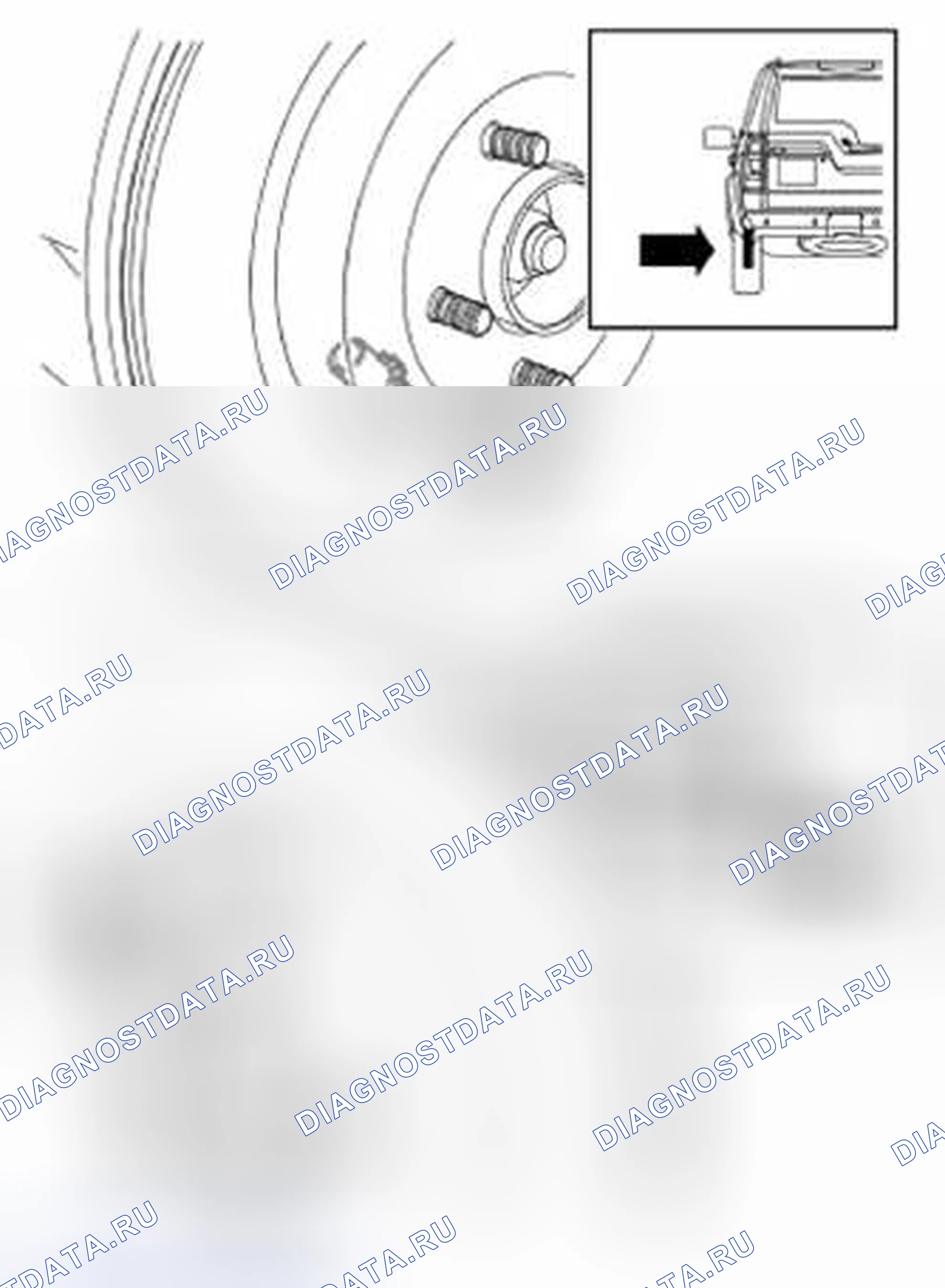 Рис. 2: РЕГУЛИРОВКА КОЛОДКИ И НАКЛАДКИ СТОЯНОЧНОГО ТОРМОЗА. Land Rover Range Rover Sport L320