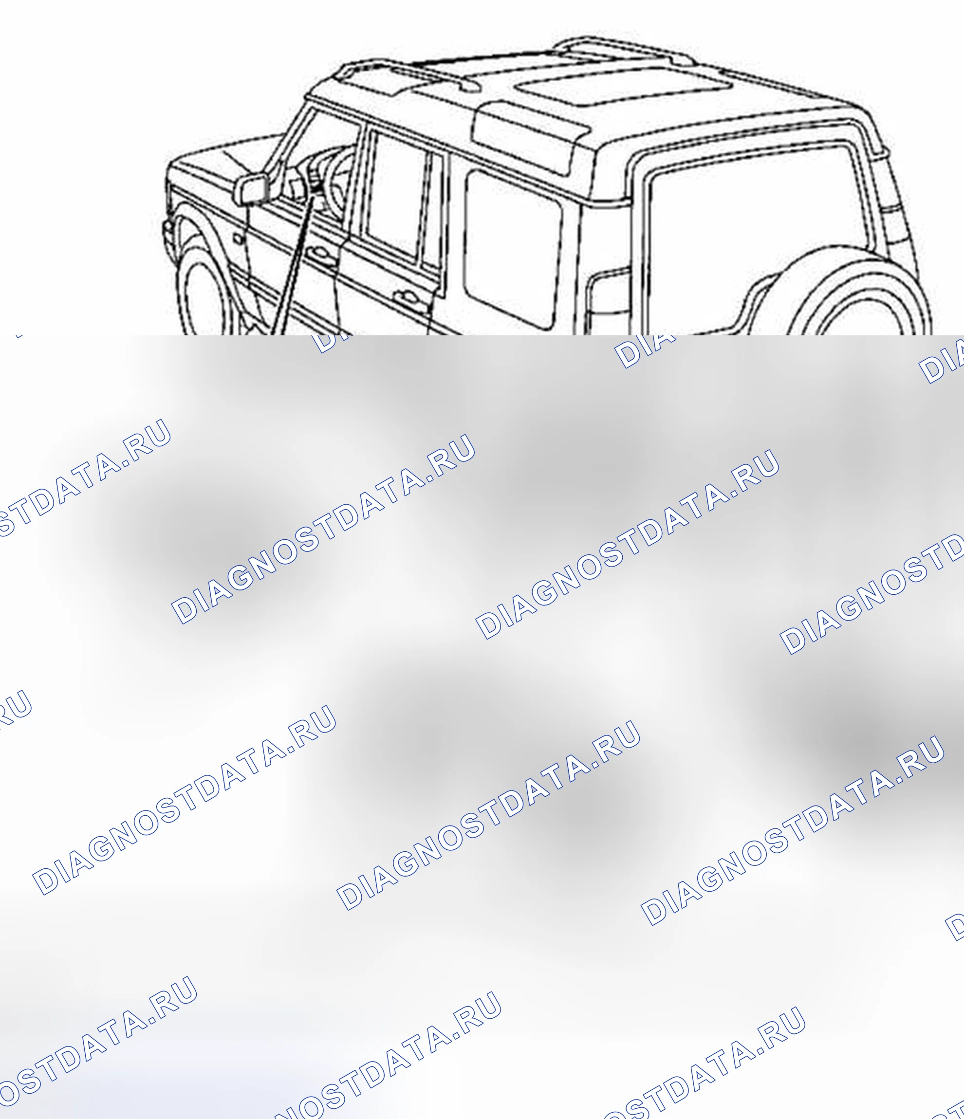 Рис. 1: Контроль расстояния парковки - расположение компонентов. Land Rover Discovery L318