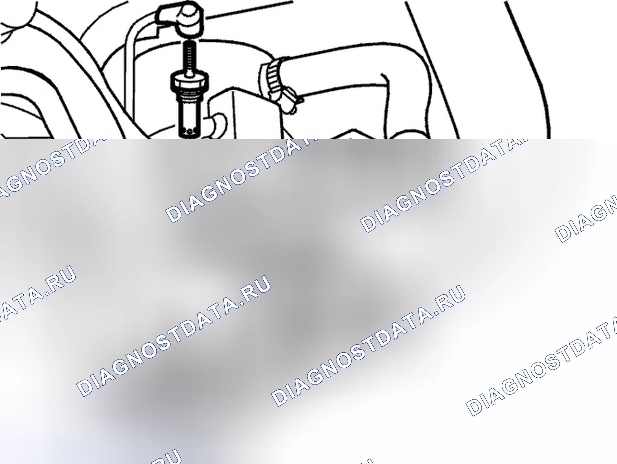 Рис. 122: Штуцер, свеча накаливания и впускной шланг. Volvo C70 I