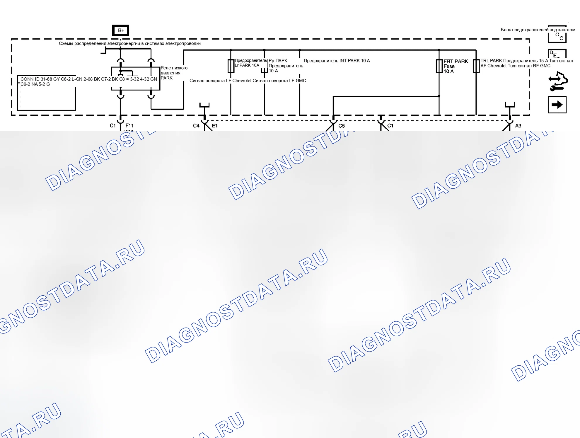 Рис. 5: Схема внешнего освещения. GMC Sierra 1500 