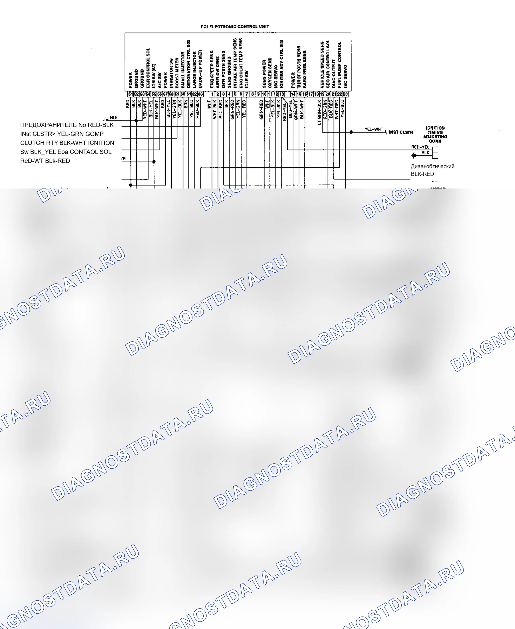 Рис. 8: Схема подключения системы Starion 2.6L CEC. Mitsubishi Mirage III