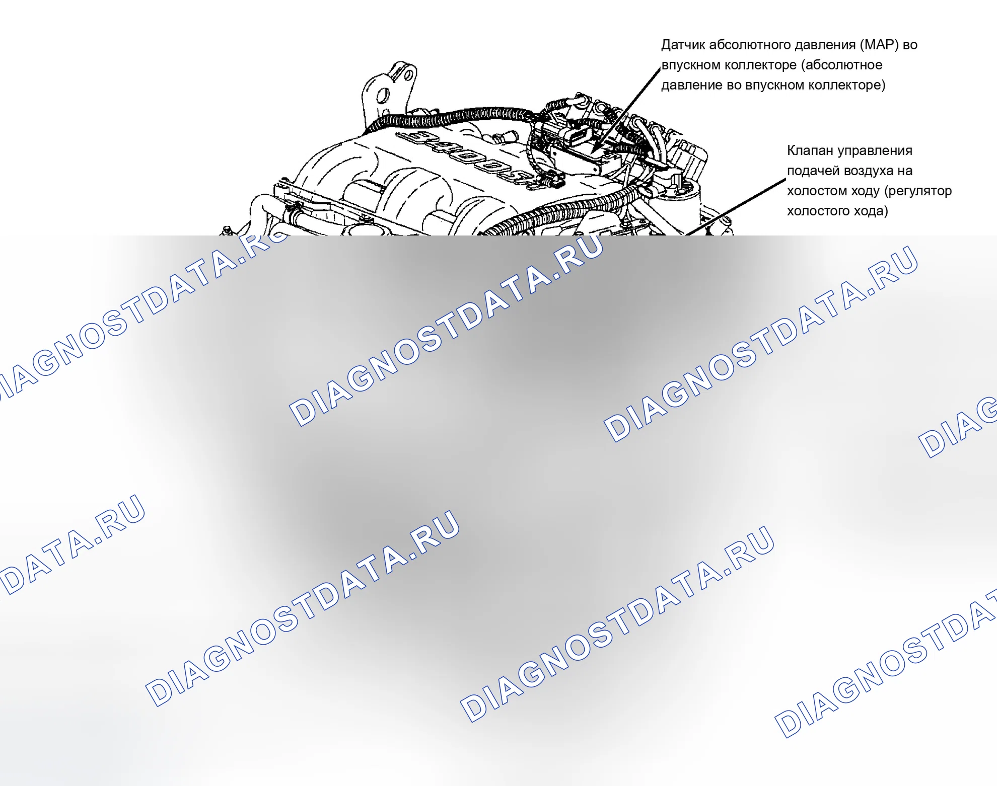 Рис. 1: Левая задняя часть двигателя. Chevrolet Venture I