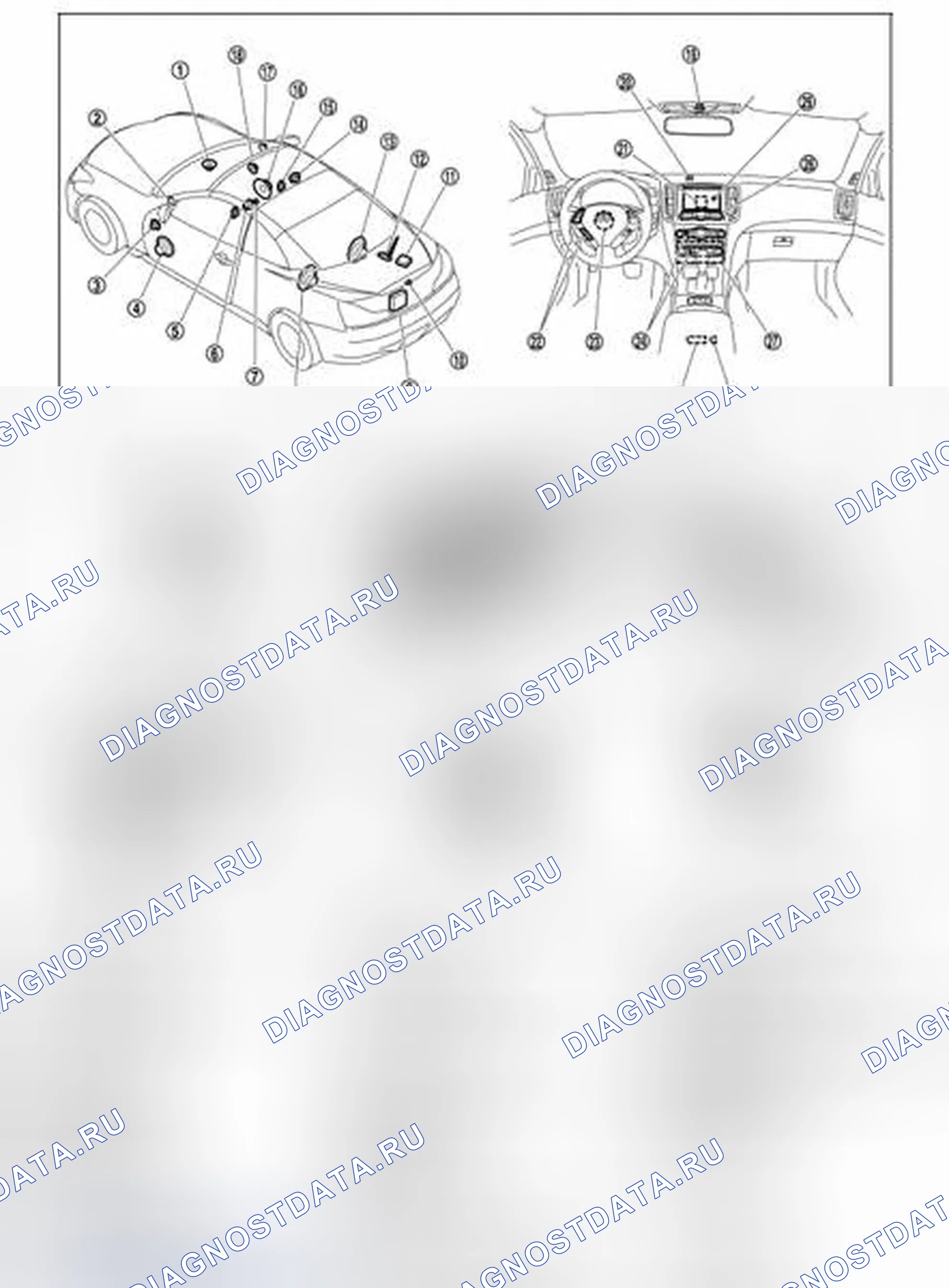 Рис. 110: Расположение компонентов. Infiniti G37 IV рестайлинг
