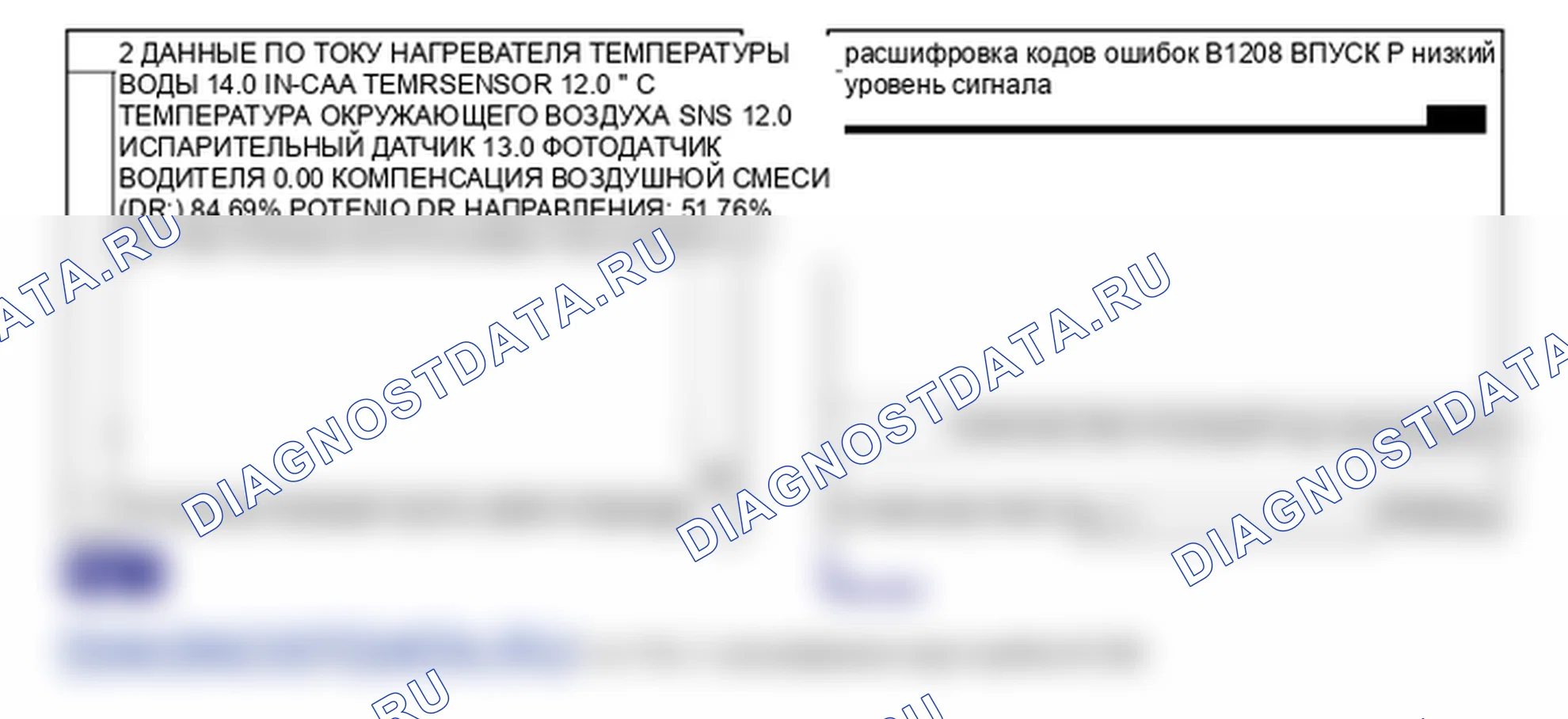 Данные диагностического сканера — B1208. Hyundai Santa Fe CM