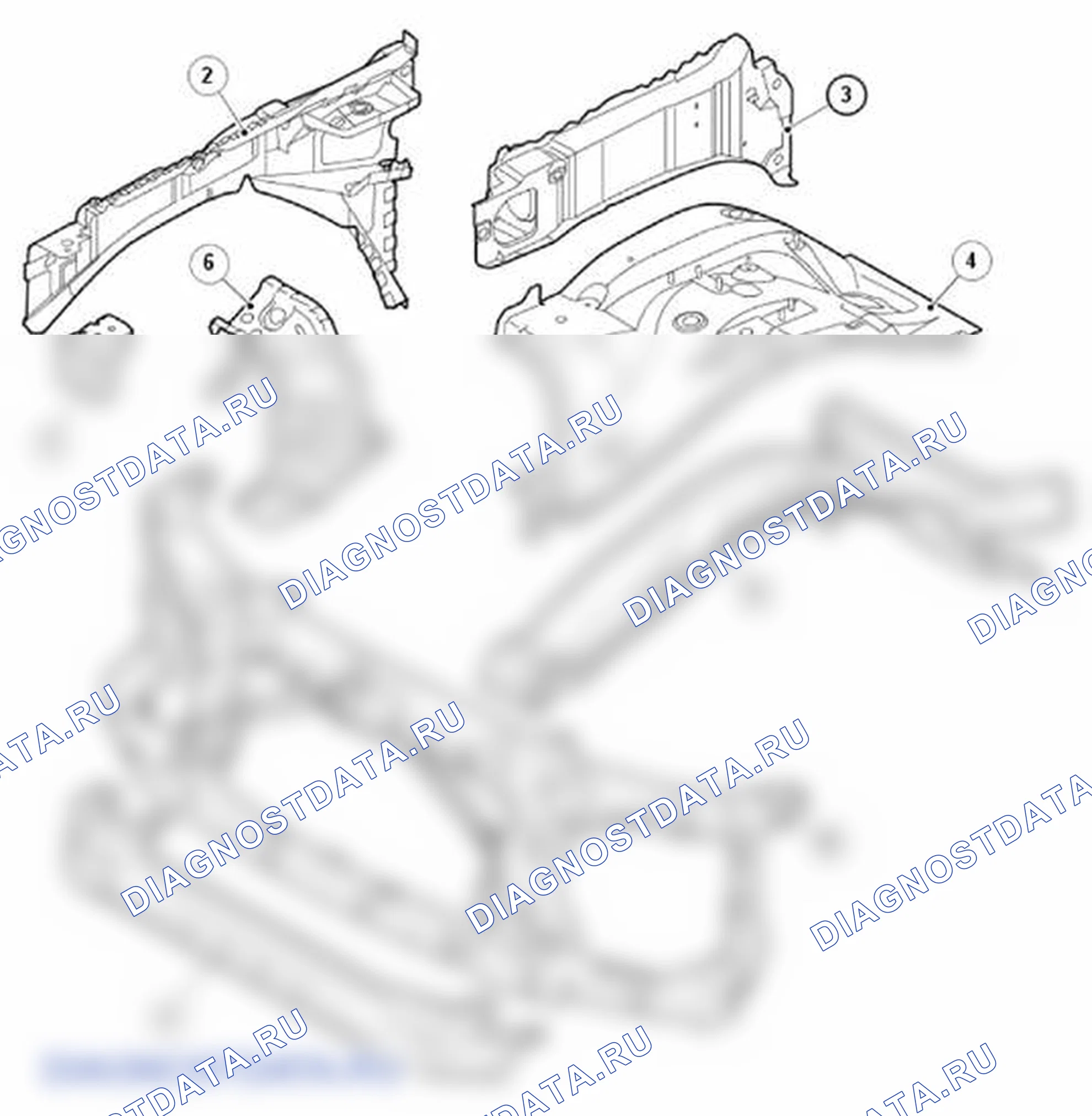 Рис. 68: ЛИСТОВОЙ МЕТАЛЛ ПЕРЕДНЕГО КОНЦА. Land Rover Range Rover Sport I