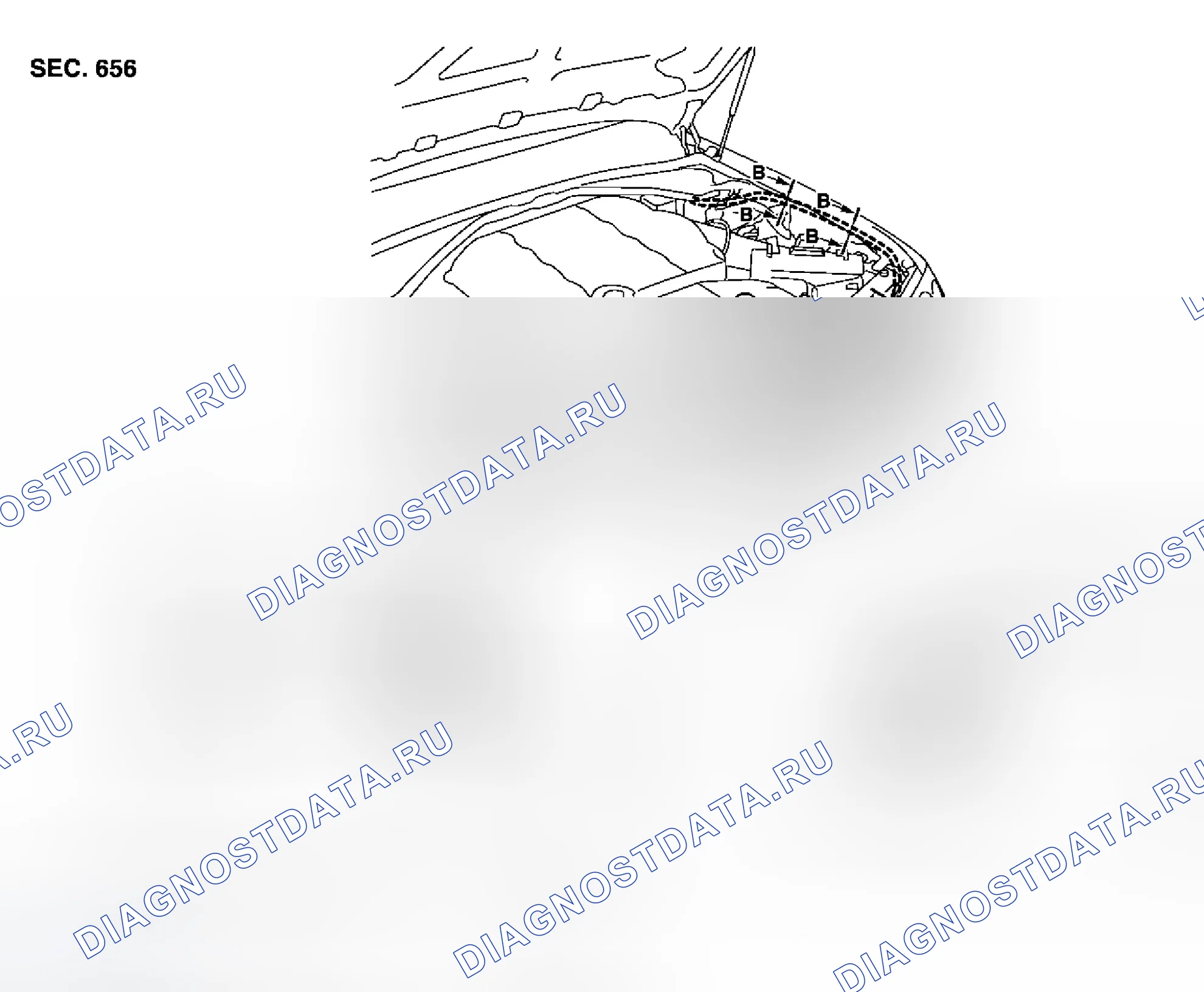 Рис. 5: Снятие и установка управления замком капота. Infiniti M45 II