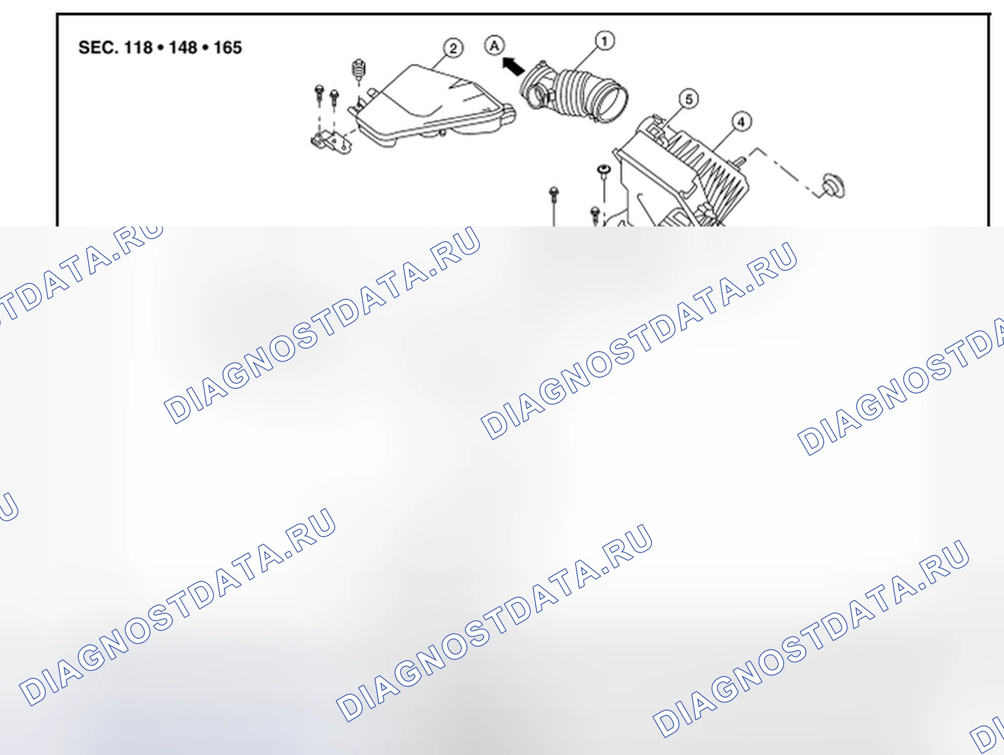 Рис. 45: ФИЛЬТР ВОЗДУХООЧИСТИТЕЛЯ: снятие и установка. Nissan Sentra B16 рестайлинг