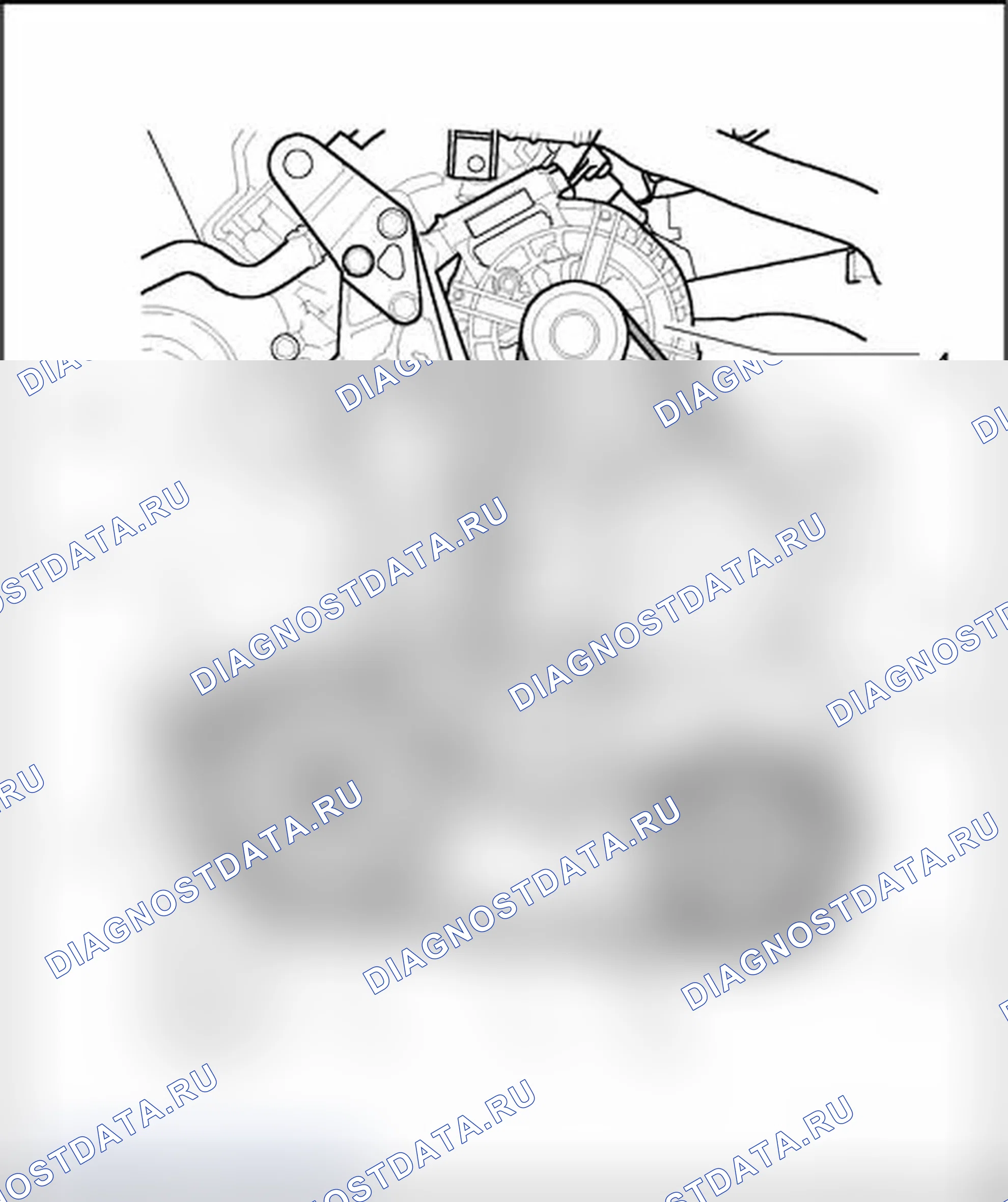 Рис. 463: Ребристый ремень, прокладка. Audi A4 B7