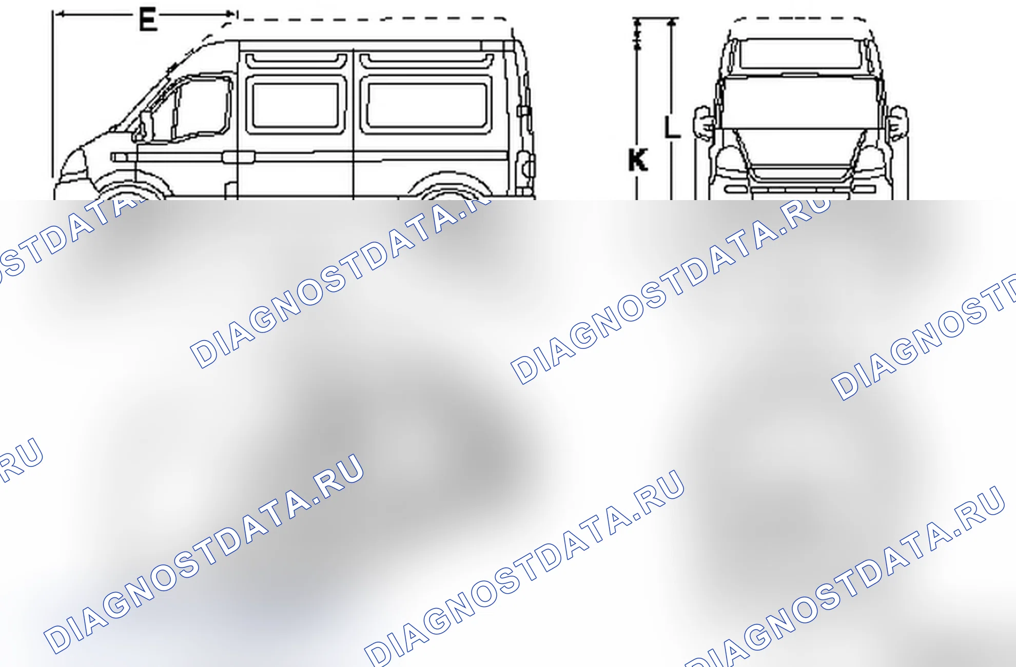 Общие габаритные размеры (мм): все модели. Opel Movano A