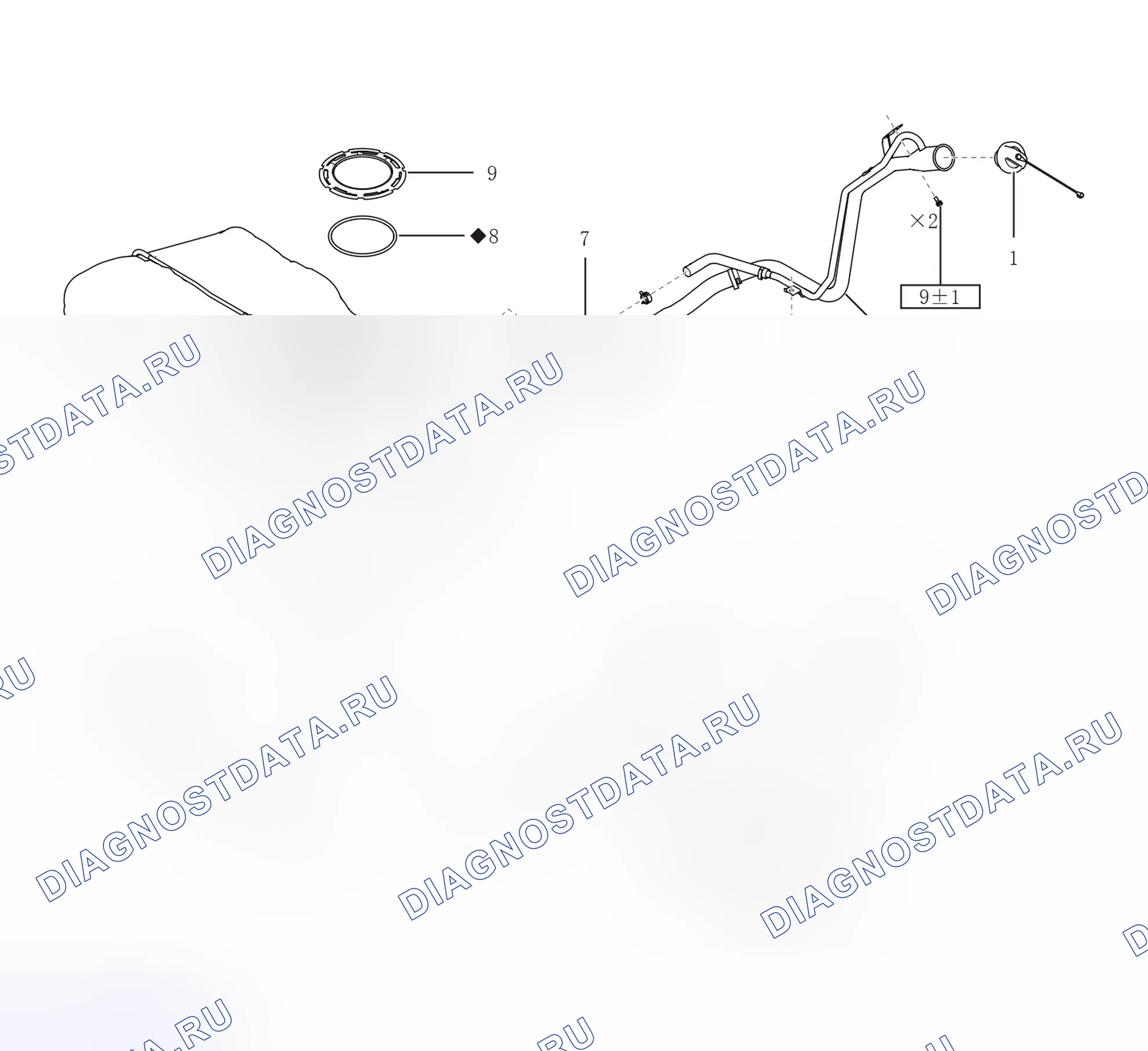 Схема расположения топливного бак — Wey Vv6. Wey VV6 I