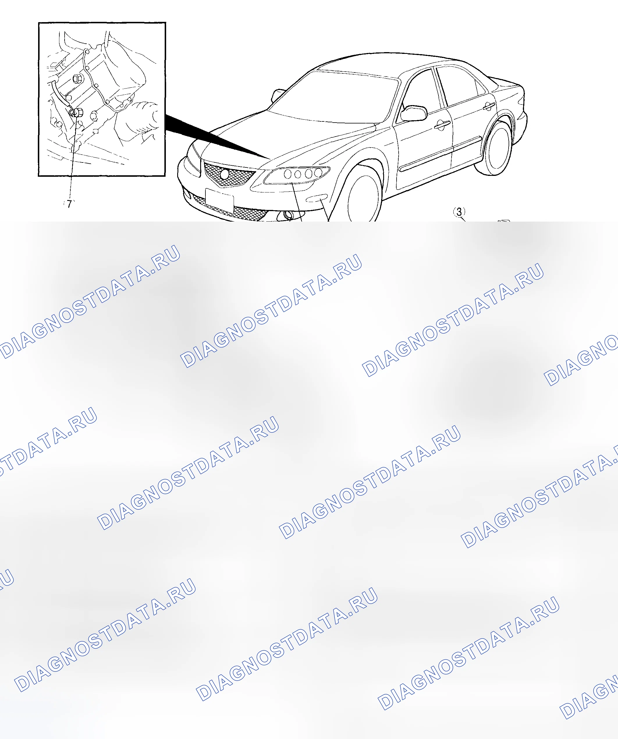 Рис. 1: ИНДЕКС РАСПОЛОЖЕНИЯ СИСТЕМЫ НАРУЖНОГО ОСВЕЩЕНИЯ. Mazda 6 GH рестайлинг