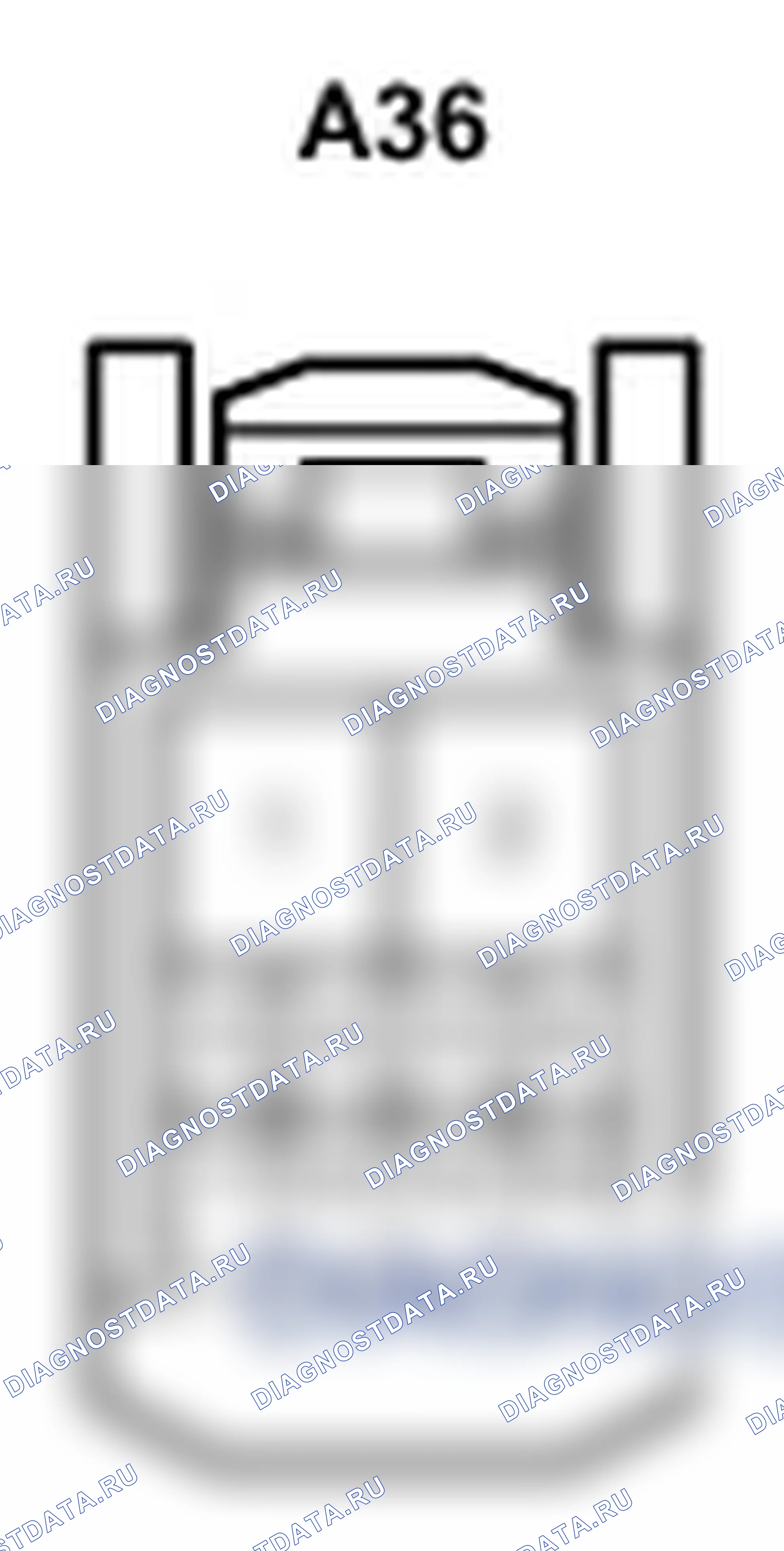 Рис. 155: Вид с торца разъема основного корпуса ECU RH (сторона капота J/B RH) (A36). Lexus IS F I