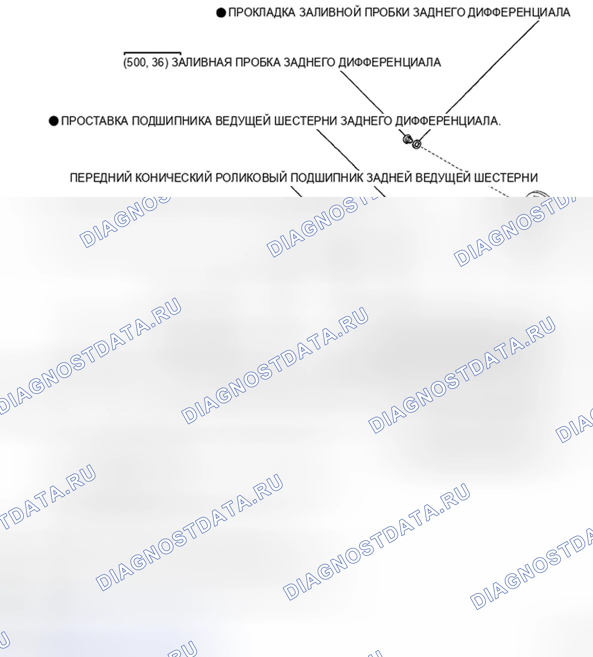 Рис. 3: Идентификация компонентов масляного уплотнения заднего дифференциала с указанием крутящего момента (2 из 2). Toyota Highlander II