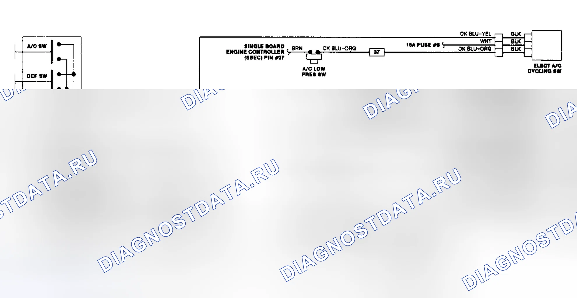 Рис. 8: Схема подключения системы кондиционер-отопитель (Daytona и LeBaron купе и Conv). Chrysler LeBaron III
