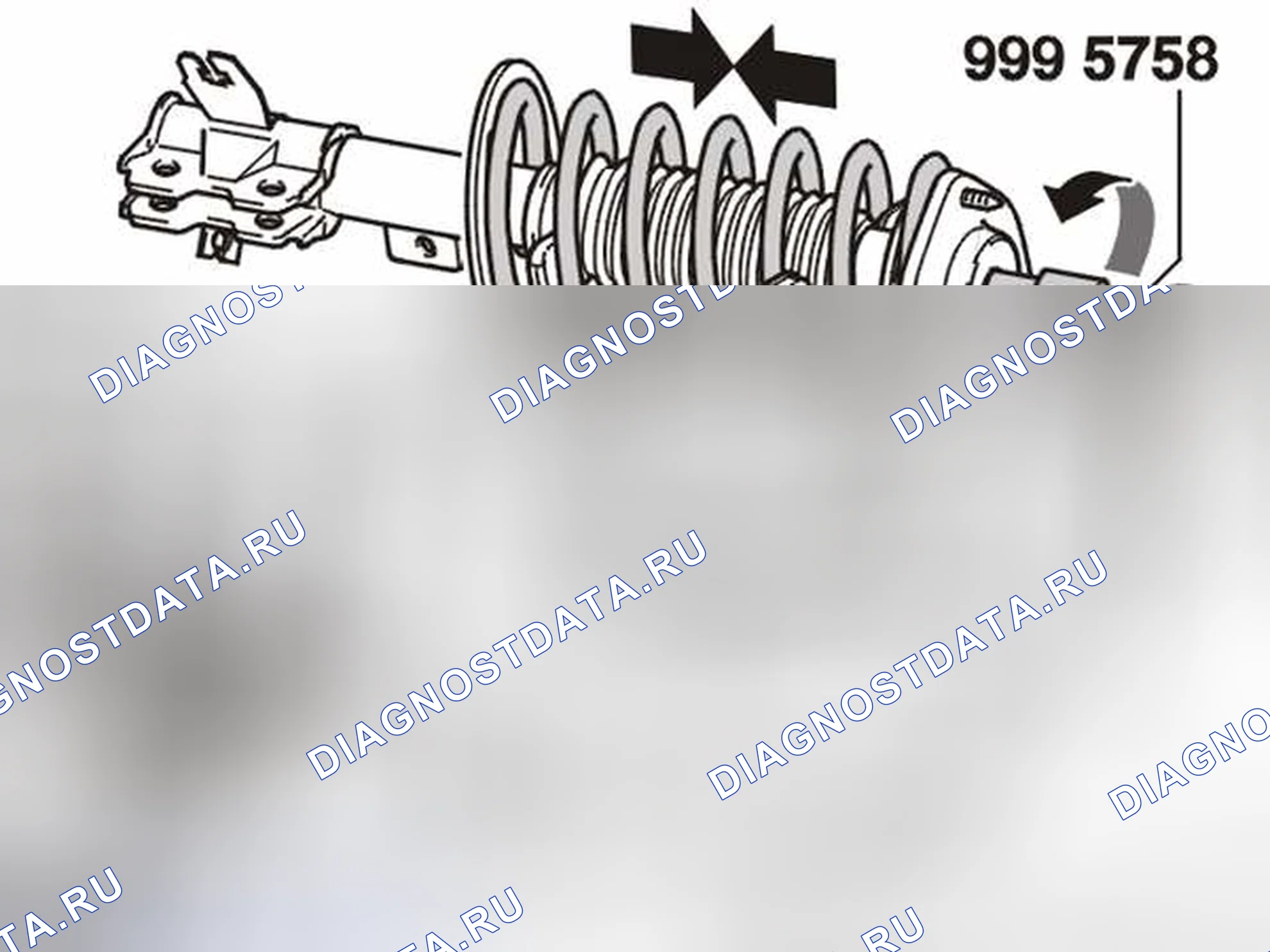 Рис. 16: Разборка пружинной стойки. Volvo S40 I рестайлинг