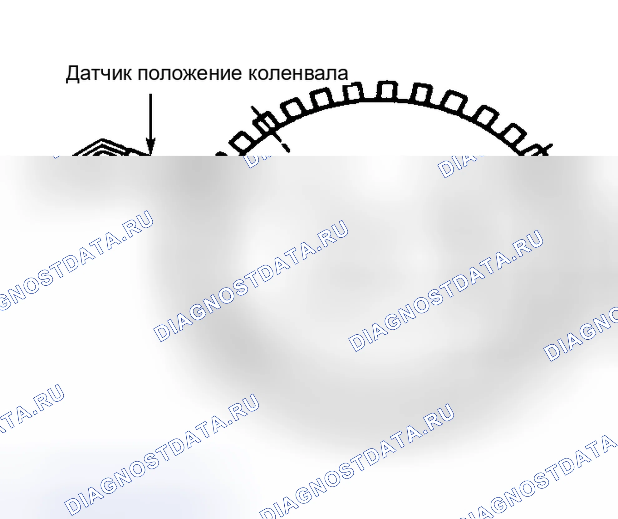 Рис. 28: Идентификация датчика Ckp и колеса коленчатого вала. Hyundai Lantra II