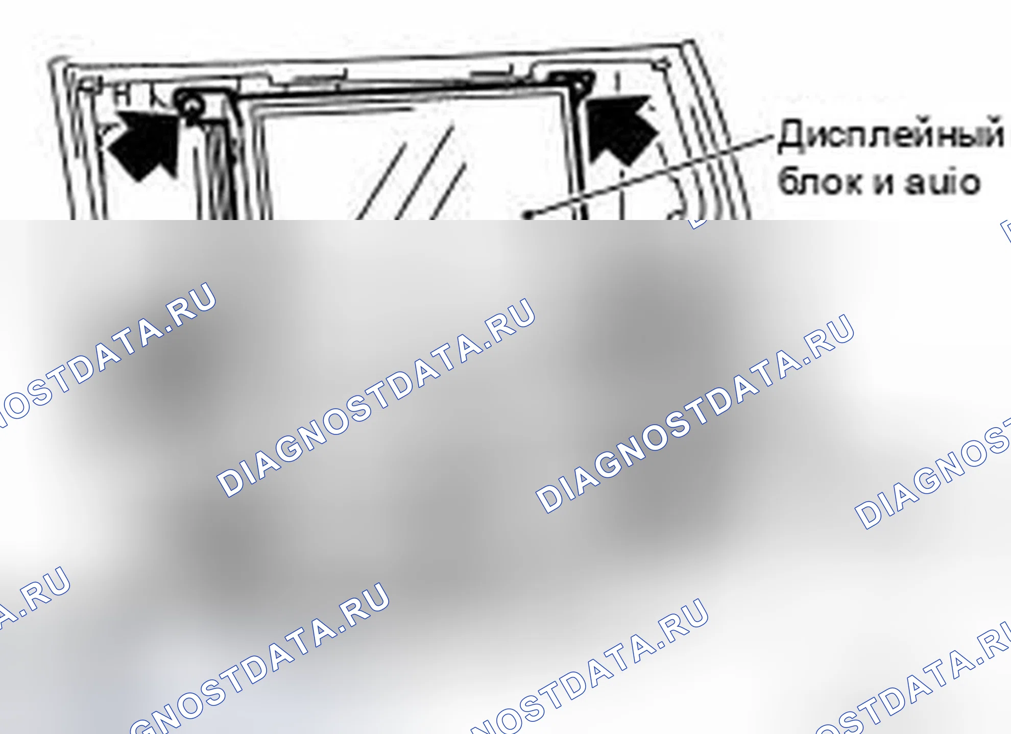 Рис. 14: Позиционирующий блок дисплея и винты аудиоблока. Infiniti FX45 I рестайлинг