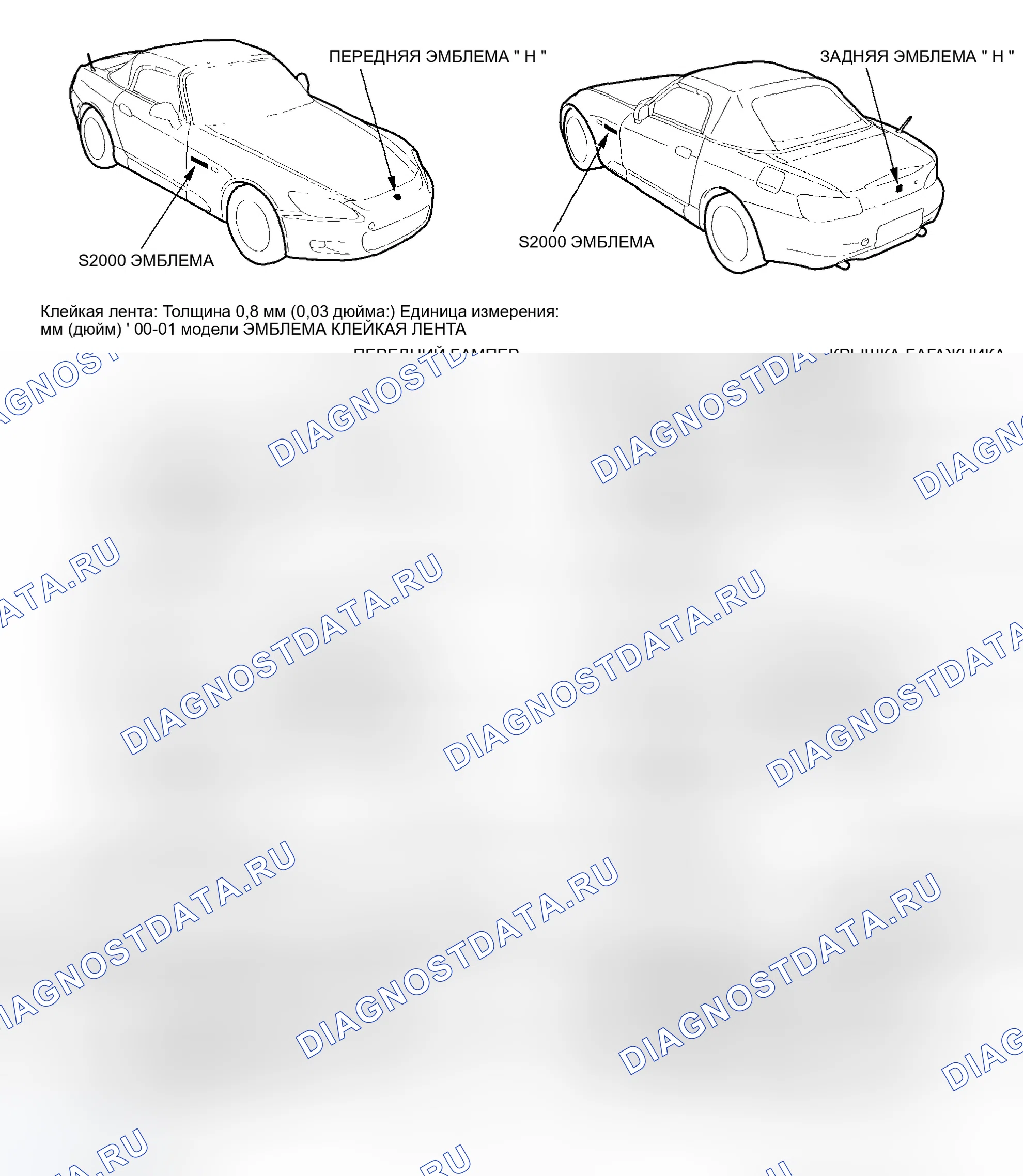Рис. 26: Замена эмблемы. Honda S2000 AP1