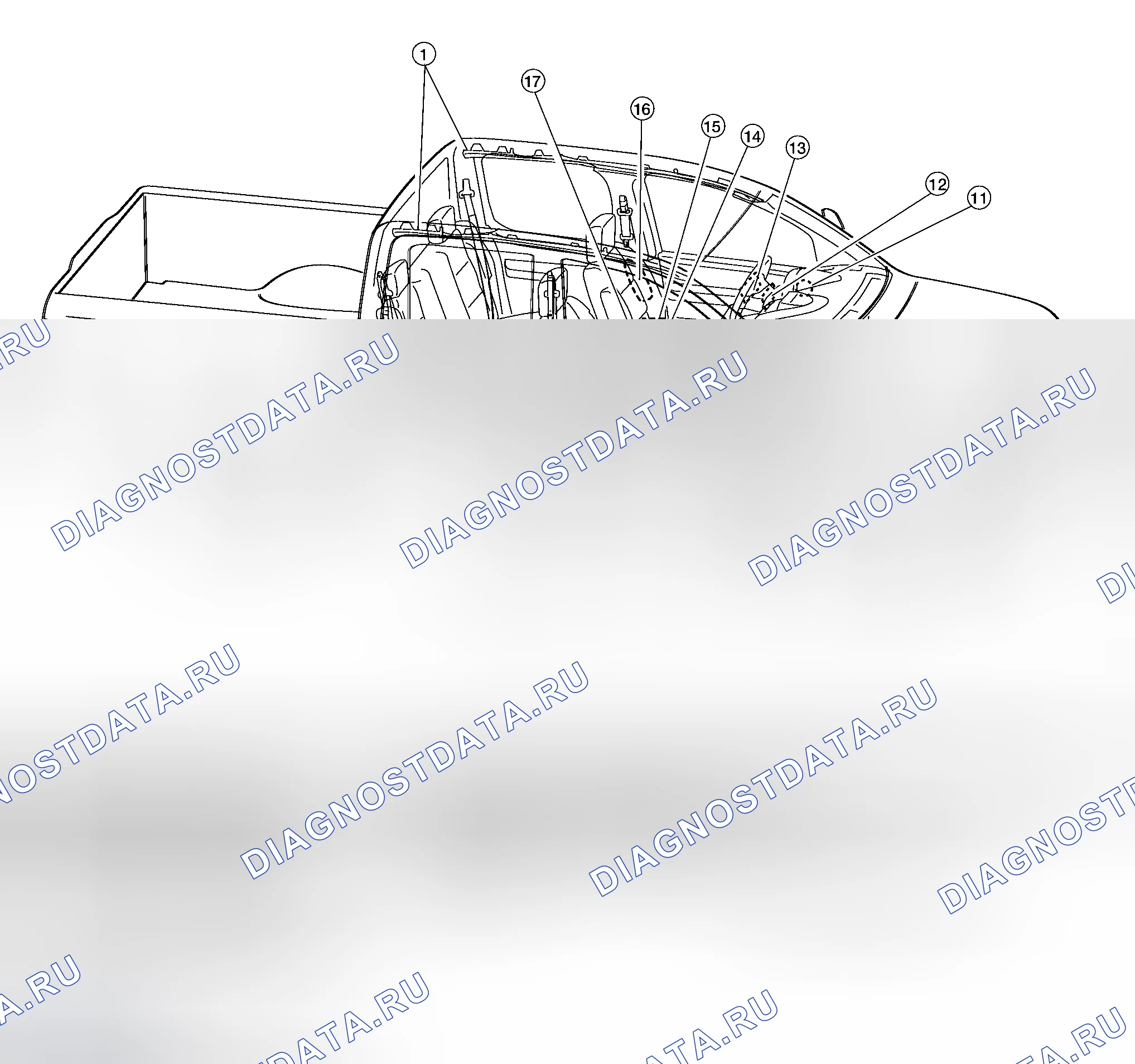 Рис. 51: Расположение компонентов SRS. Honda Torneo I
