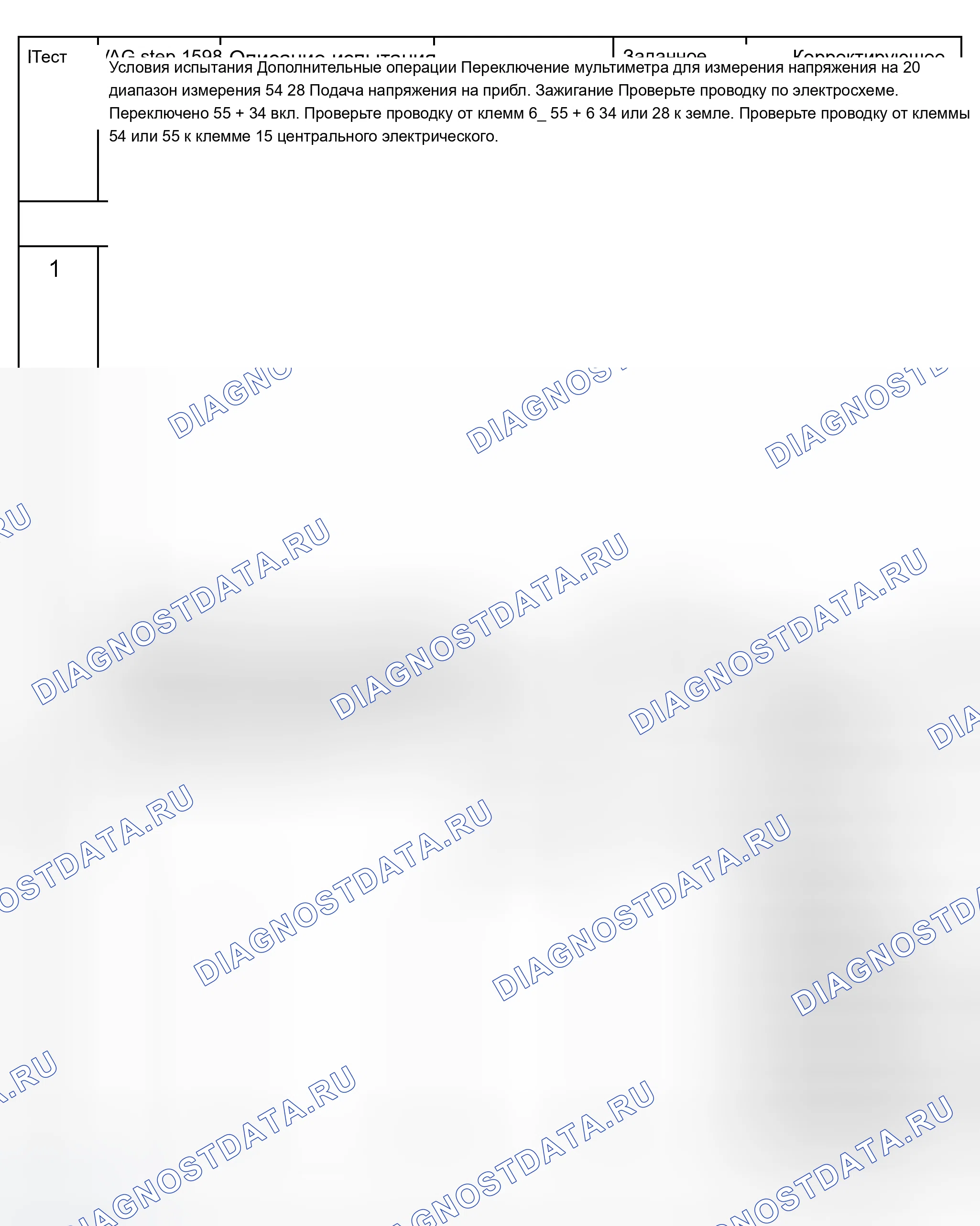 Рис. 113: Таблица электрических испытаний. Audi A8 D2 рестайлинг