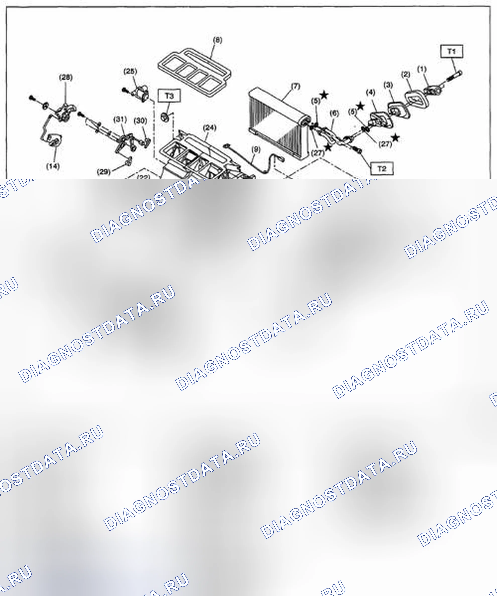 Рис. 171: БЛОК ОХЛАЖДЕНИЯ НАГРЕВАТЕЛЯ. Subaru Impreza GH