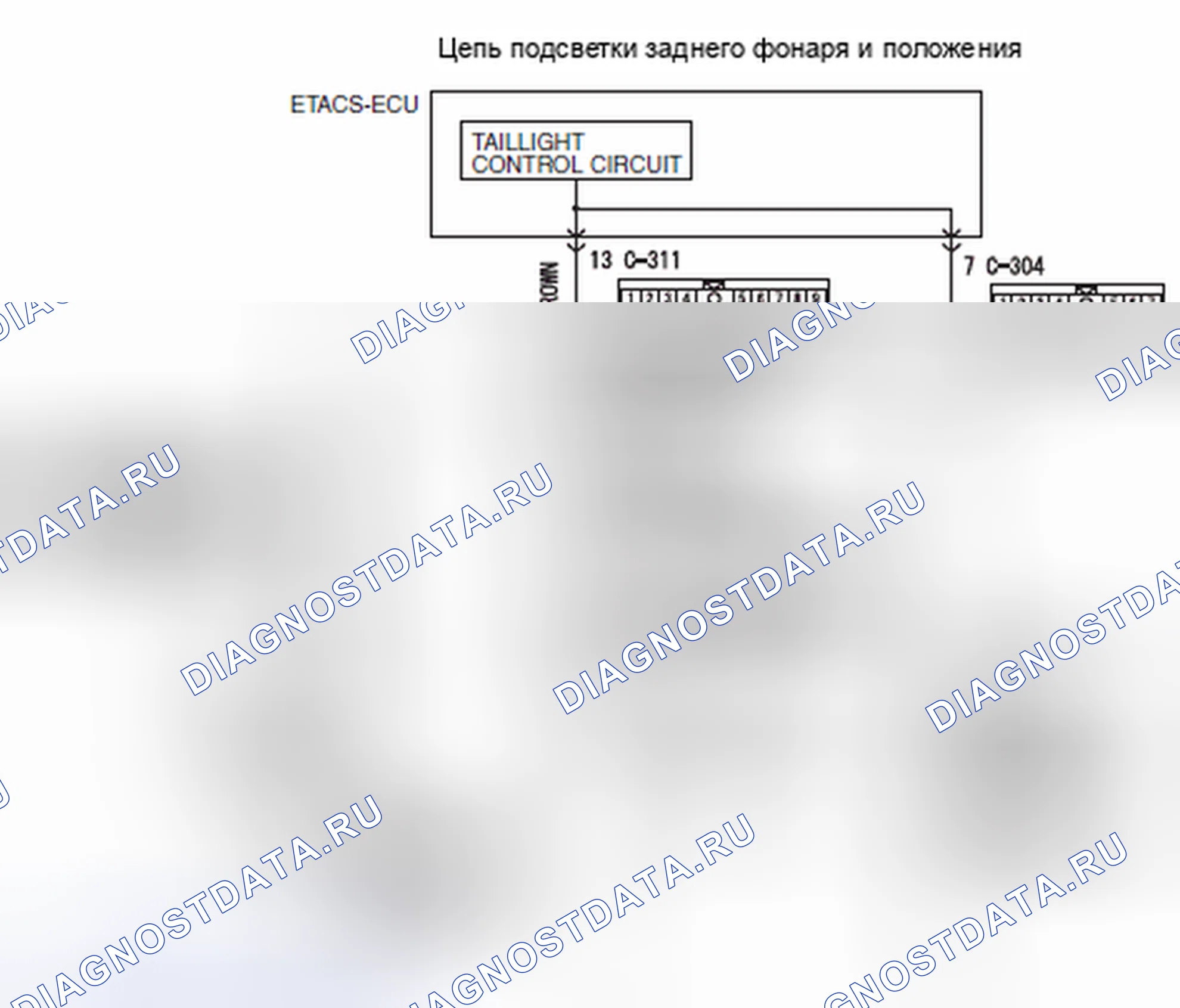 Рис. 29: B16A7 расшифровка кода ошибки: короткое замыкание цепи задней подсветки (RH) (короткое замыкание в маркерной подсветке задней стороны (RH), задняя подсветка (RH). Honda Domani MB