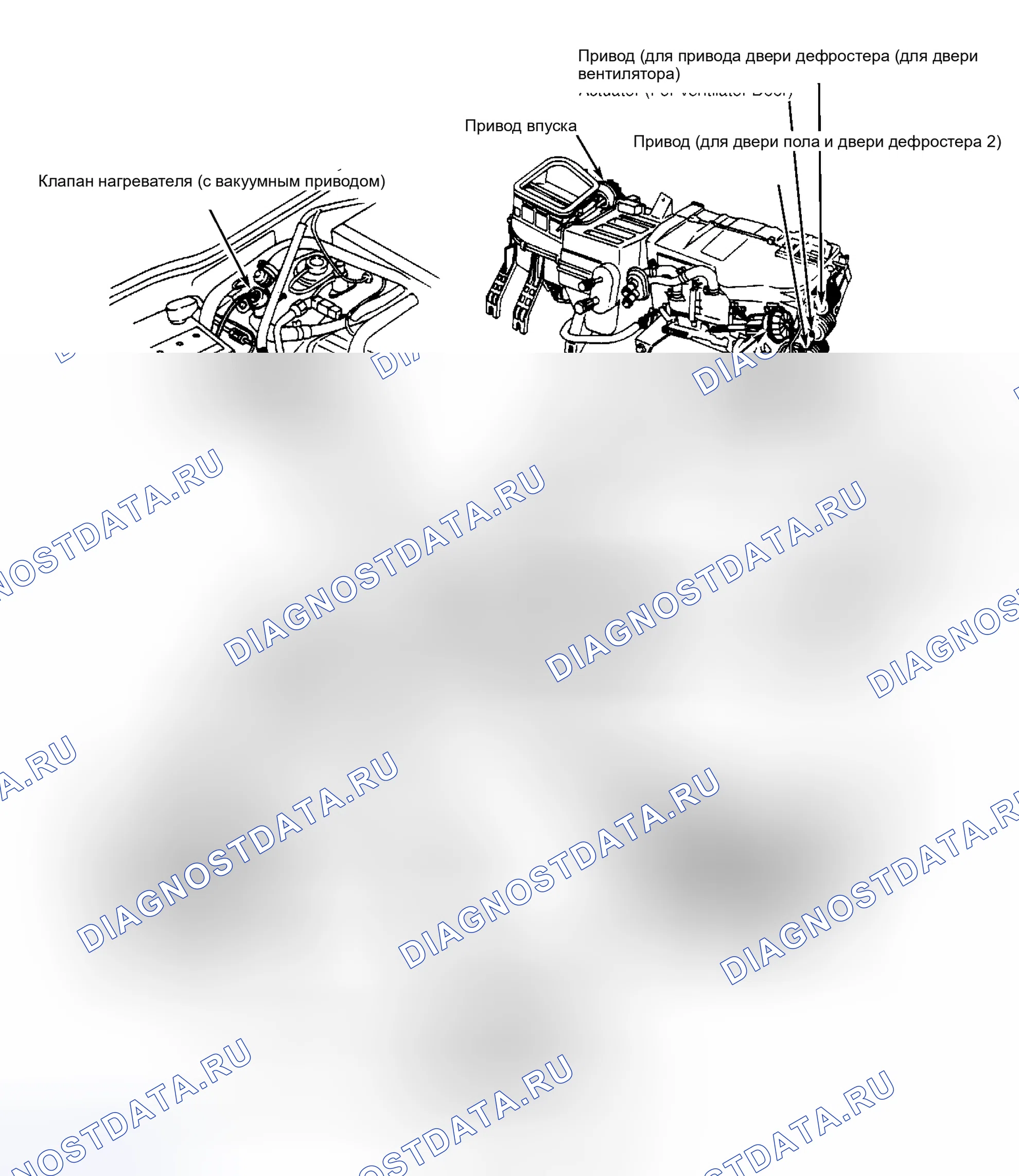 Рис. 4: 300ZX Man. кондиционер-Htr. Расположение компонентов вакуумной системы. Nissan 300ZX Z31