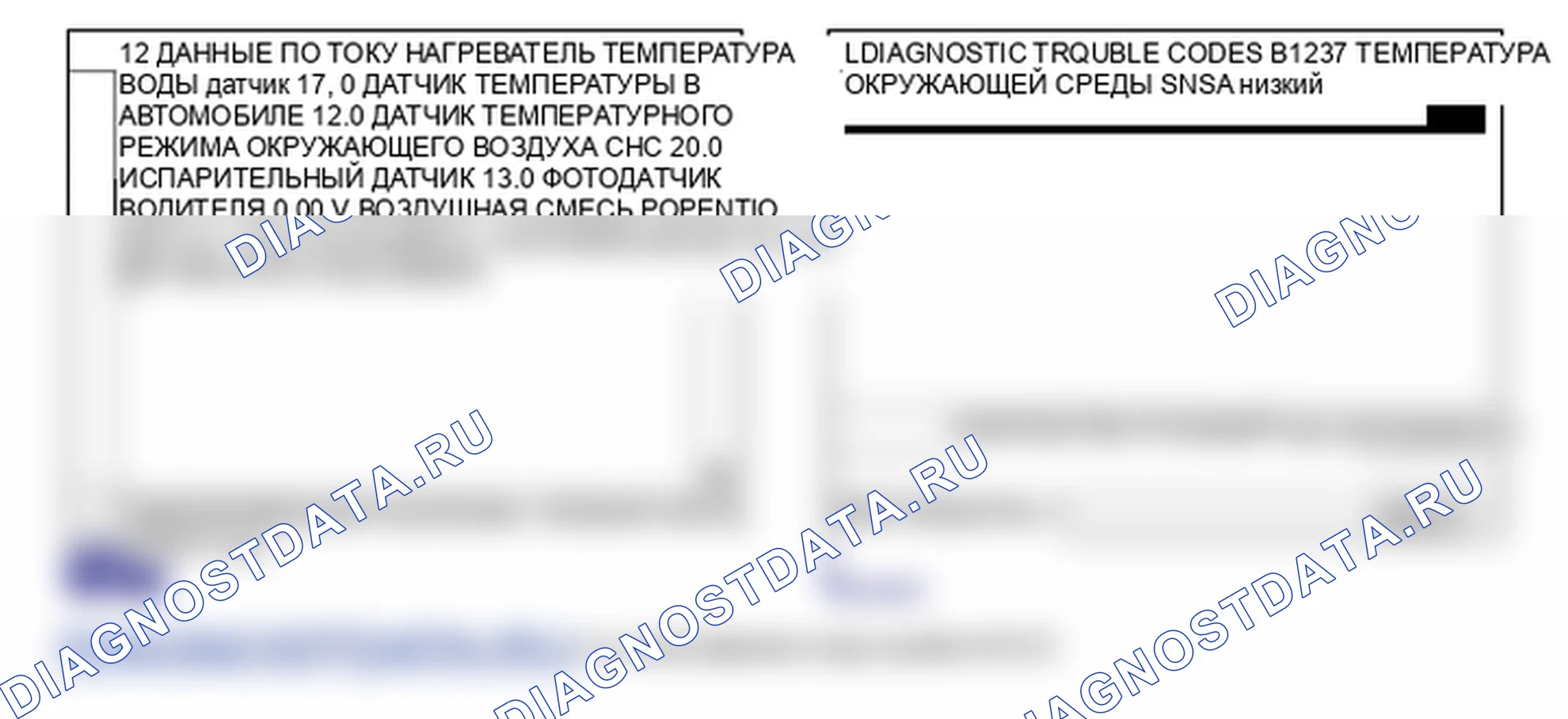 Данные диагностического сканера — B1237. Hyundai Santa Fe CM