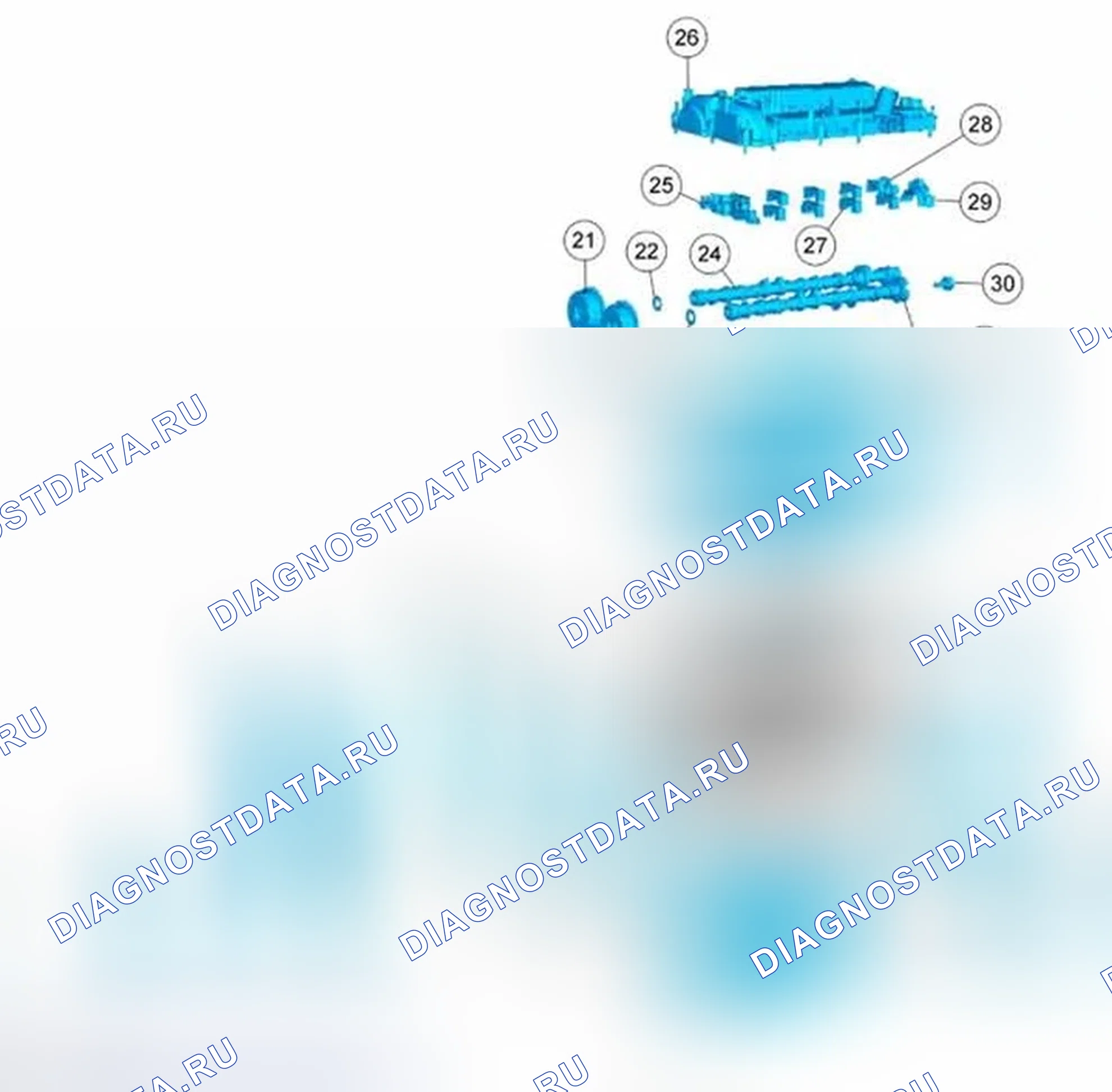 Рис. 2114: Двигатель - передний и верхний компоненты. Ford Edge I рестайлинг