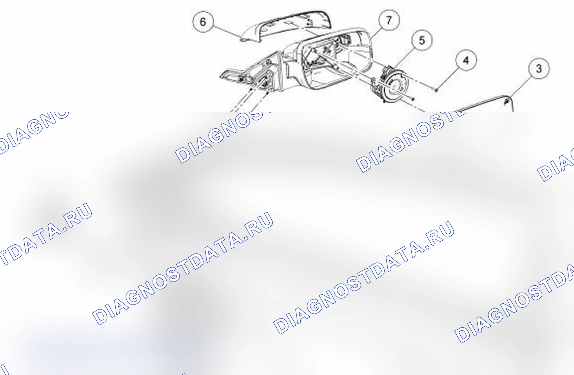 Рис. 39: Наружные зеркала - покомпонентный вид. Ford Taurus V