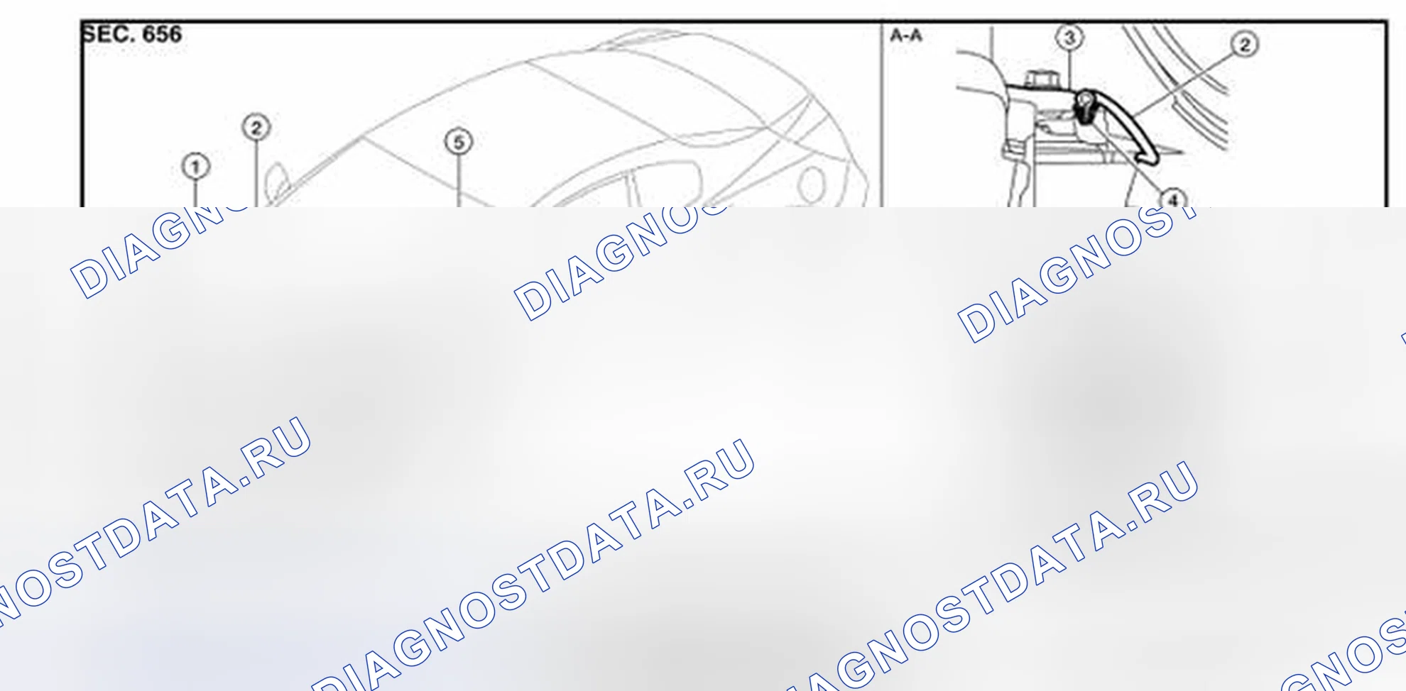Рис. 239: УПРАВЛЕНИЕ ЗАМКОМ КАПОТА: расположение компонентов. Nissan Altima L33