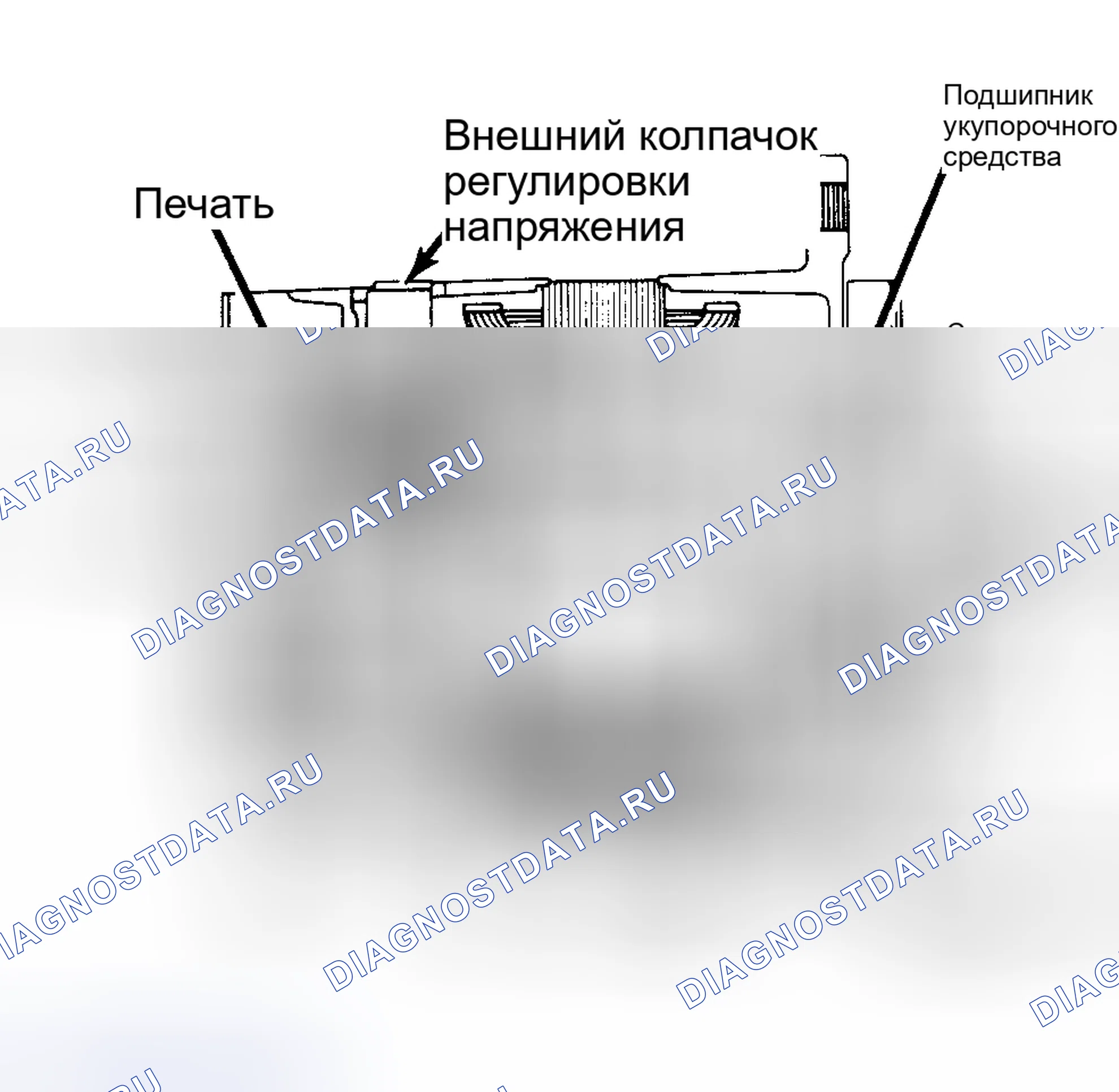 Рис. 2: Вид 100-Amp разрезе генератора переменного тока большой мощности со встроенным регулятором. Pontiac Grand Prix IV