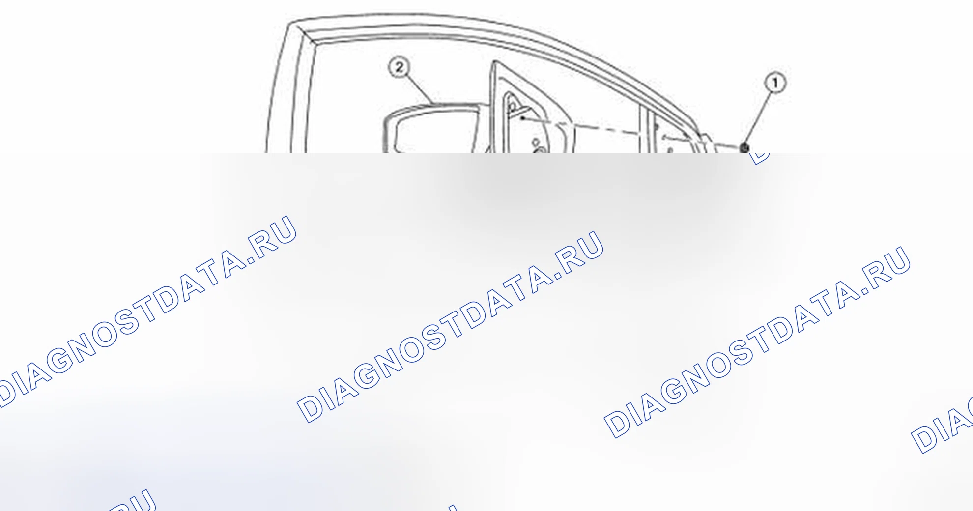 Рис. 110: Идентификация дверного зеркала и гайки. Nissan Sentra B16