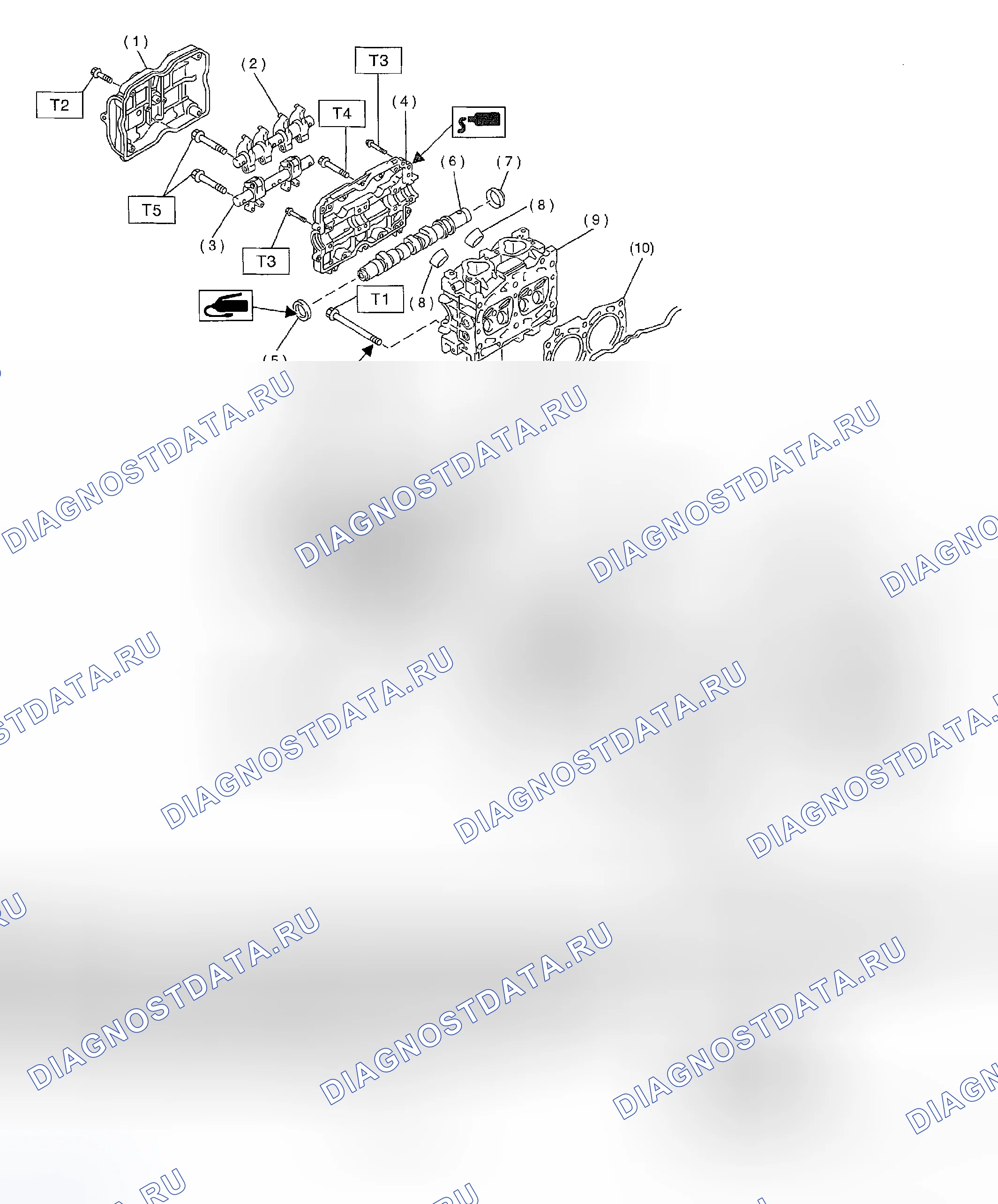 Рис. 236: ГОЛОВКА ЦИЛИНДРОВ И РАСПРЕДЕЛИТЕЛЬНЫЙ ВАЛ. Subaru Impreza WRX GD/GG рестайлинг