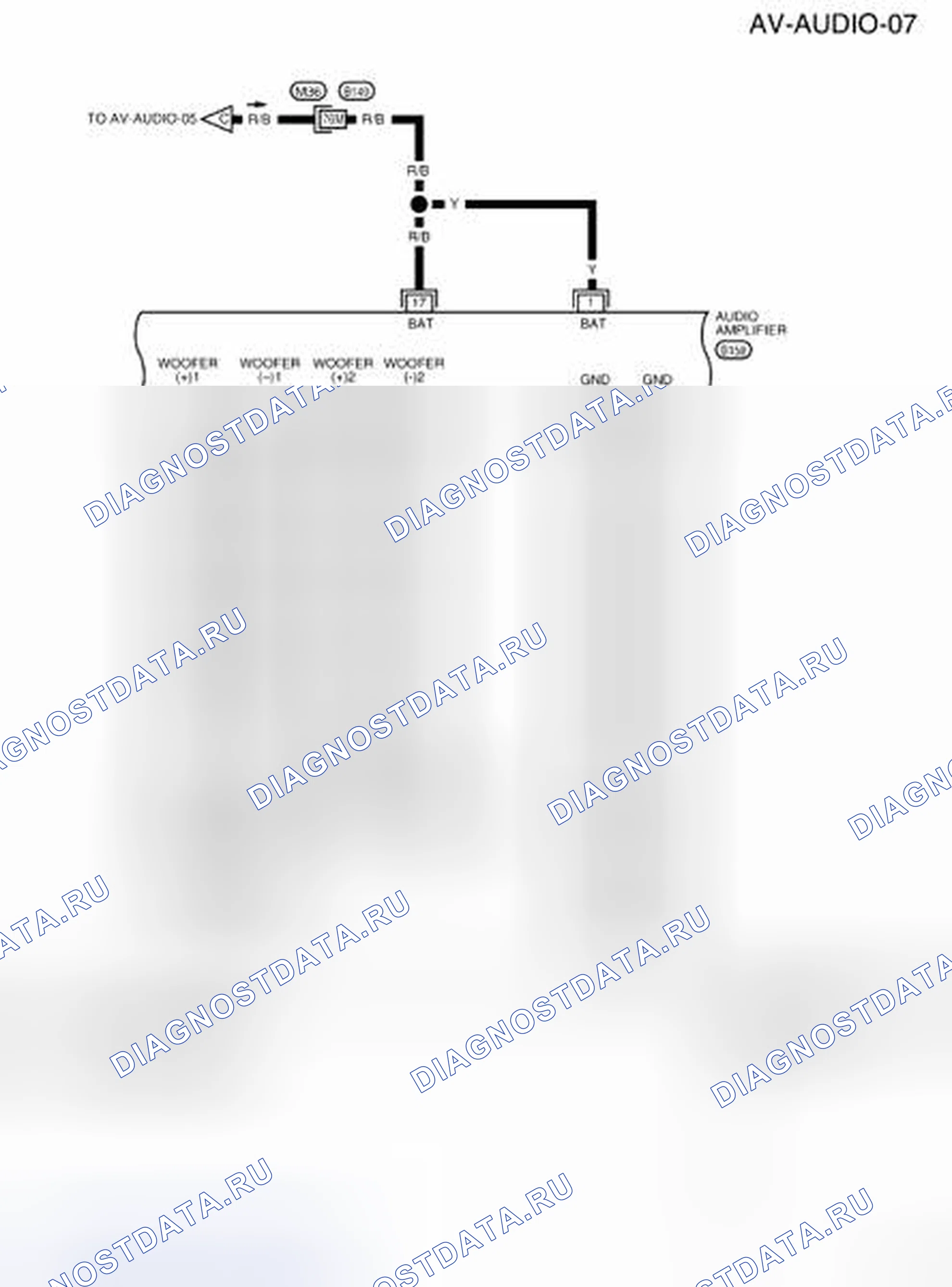 Рис. 19: электросхема - Av-AUDIO-07 (премиум система (кабина экипажа)). Nissan Frontier D40