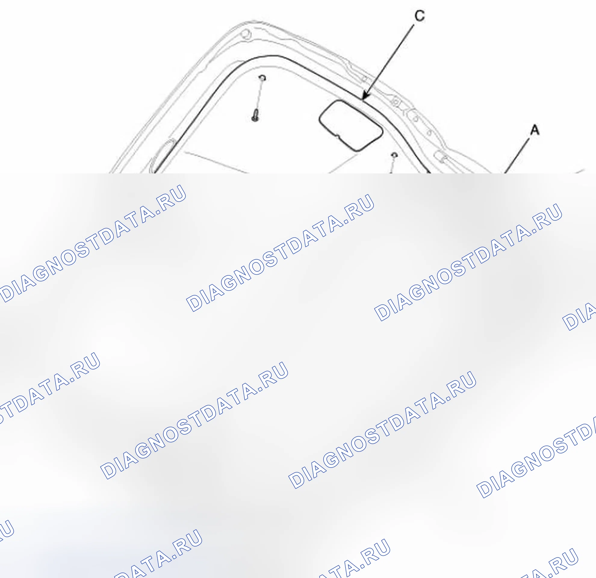Рис. 23: Замена облицовки двери багажника. Hyundai Tucson II