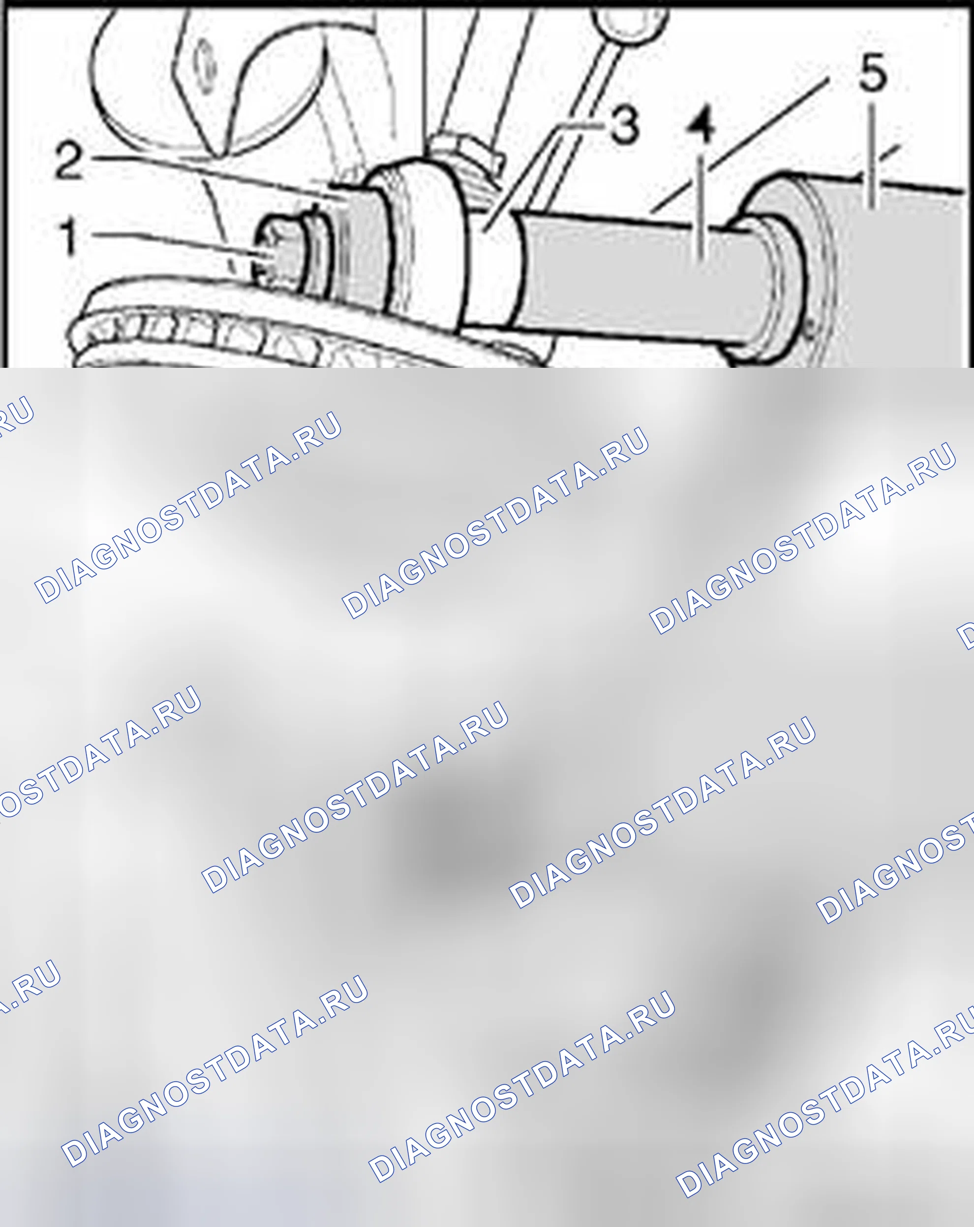 Рис. 253: Верхняя резиновая втулка, установка. Volkswagen Golf Mk4