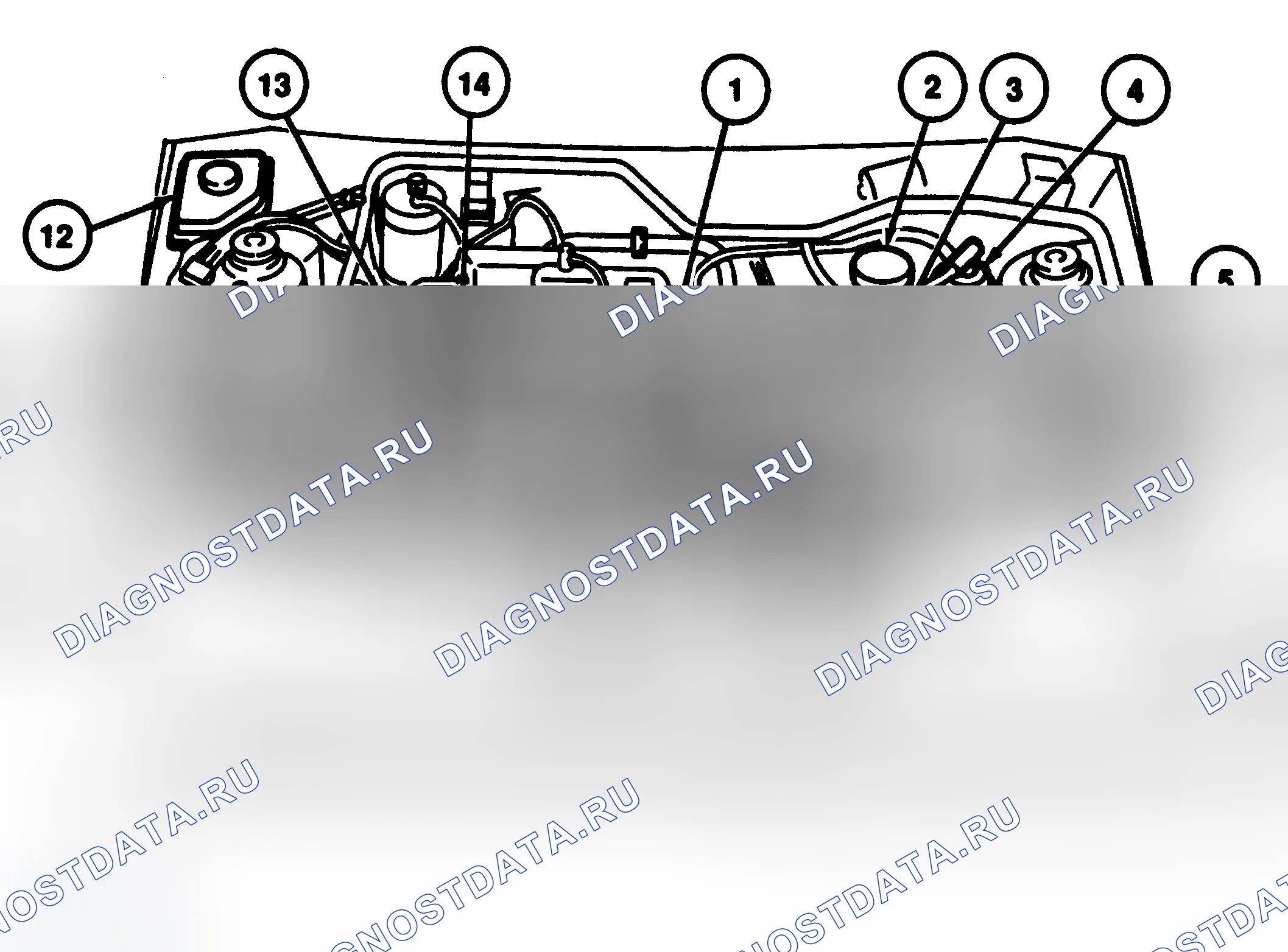 Рис. 4: РАСПОЛОЖЕНИЕ ТОЧЕК ОБСЛУЖИВАНИЯ. Ford Aspire I
